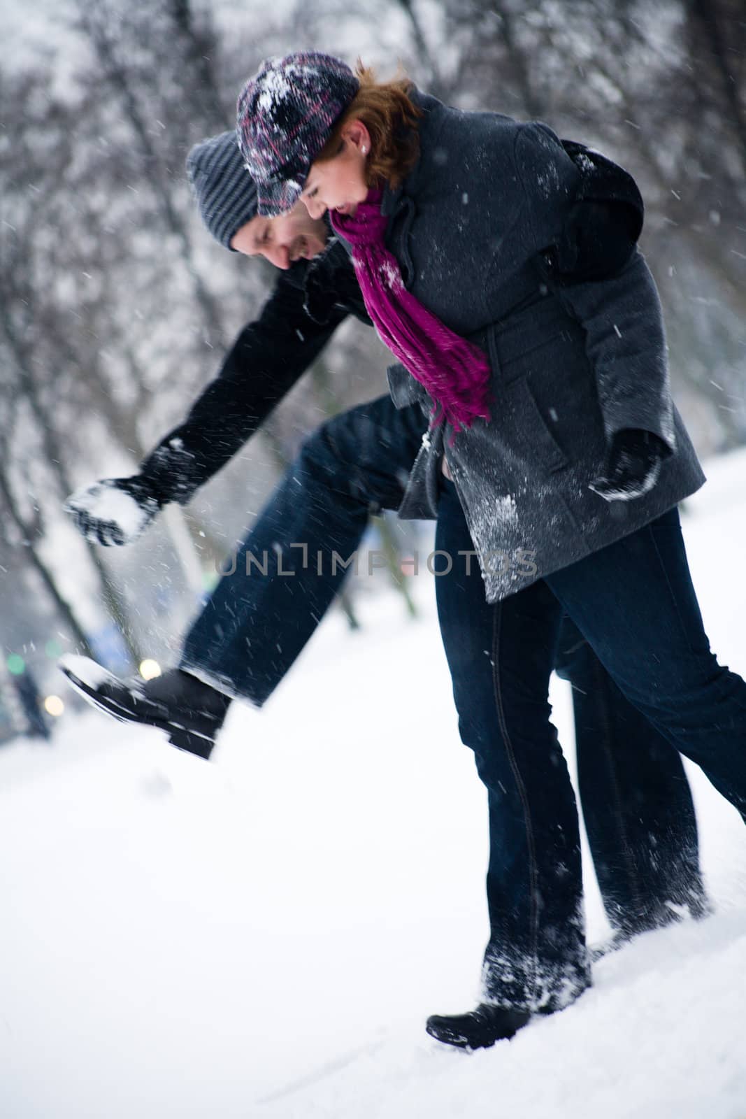 Winter couple taking steps by DNFStyle