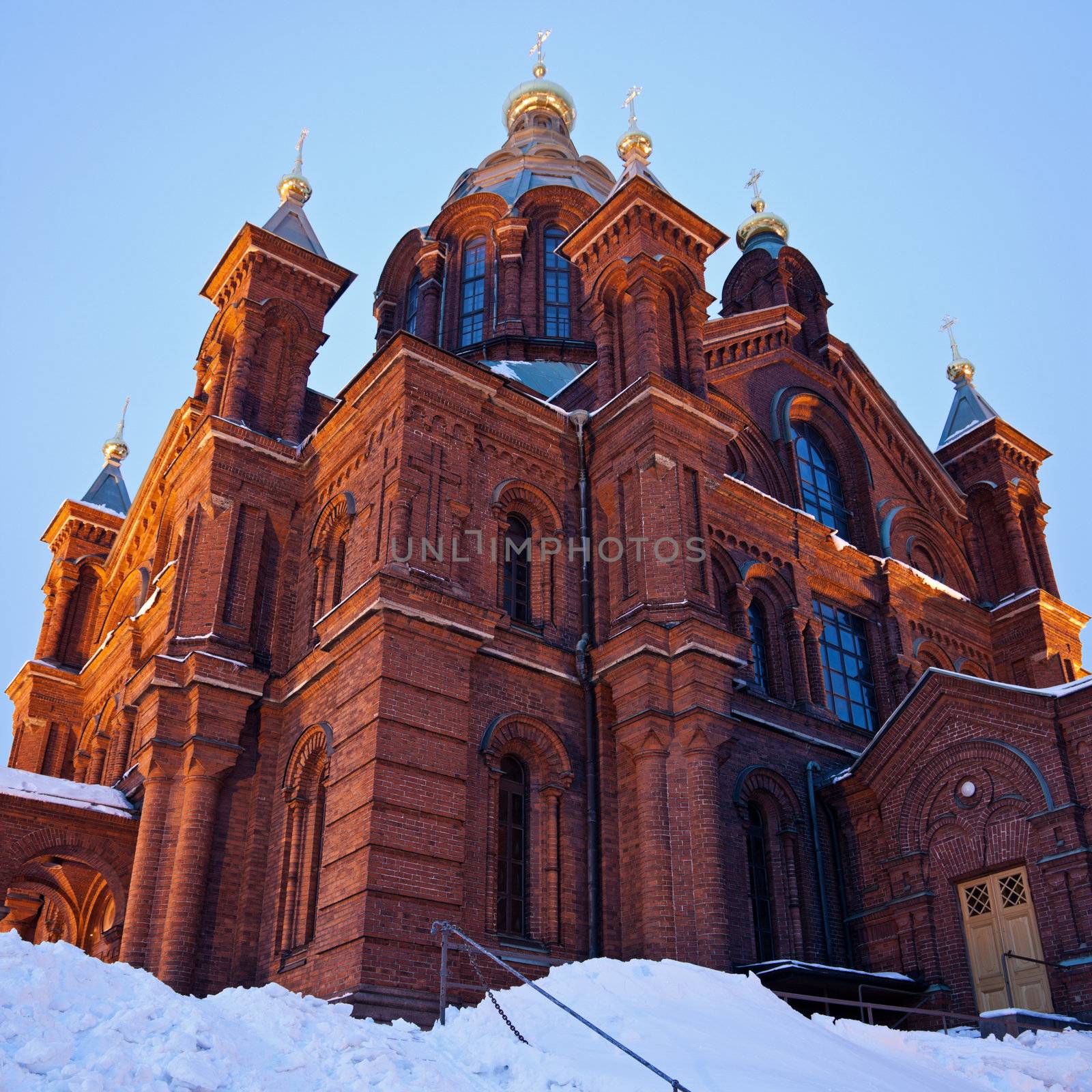 Uspenski Cathedral in Helsinki, Finland. Square photo.