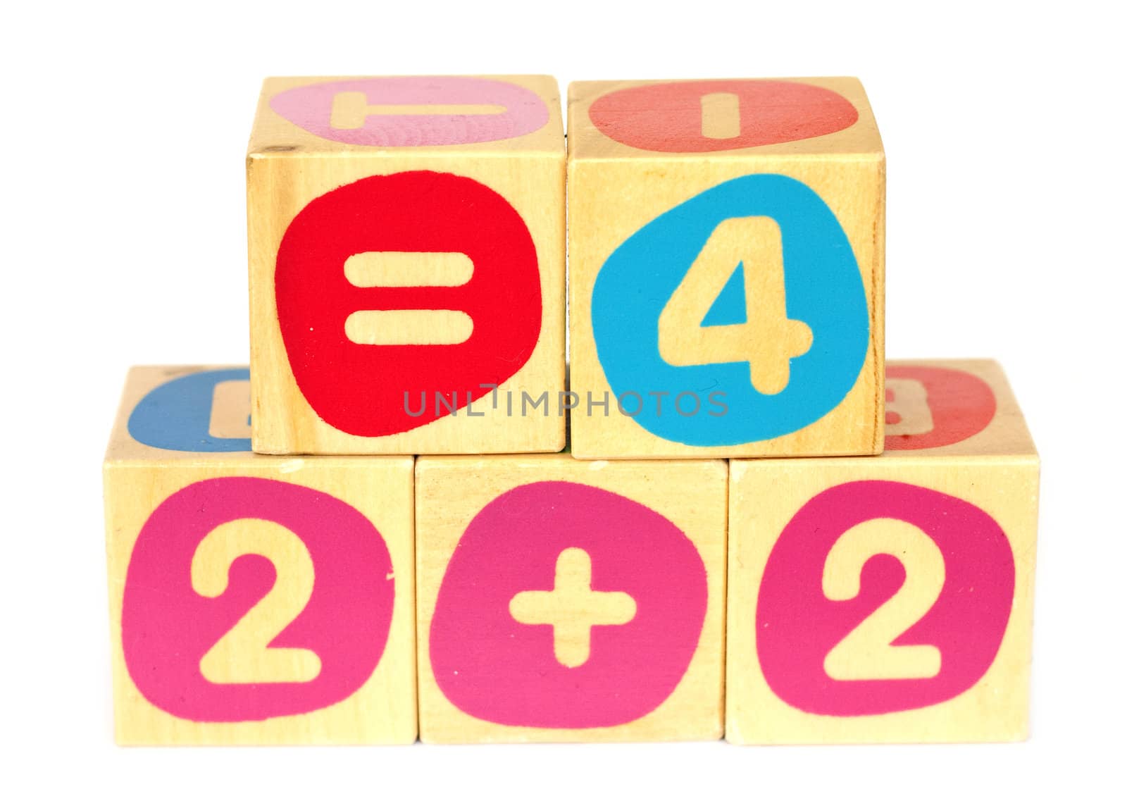 Children's educational building bricks, with mathematical symbols