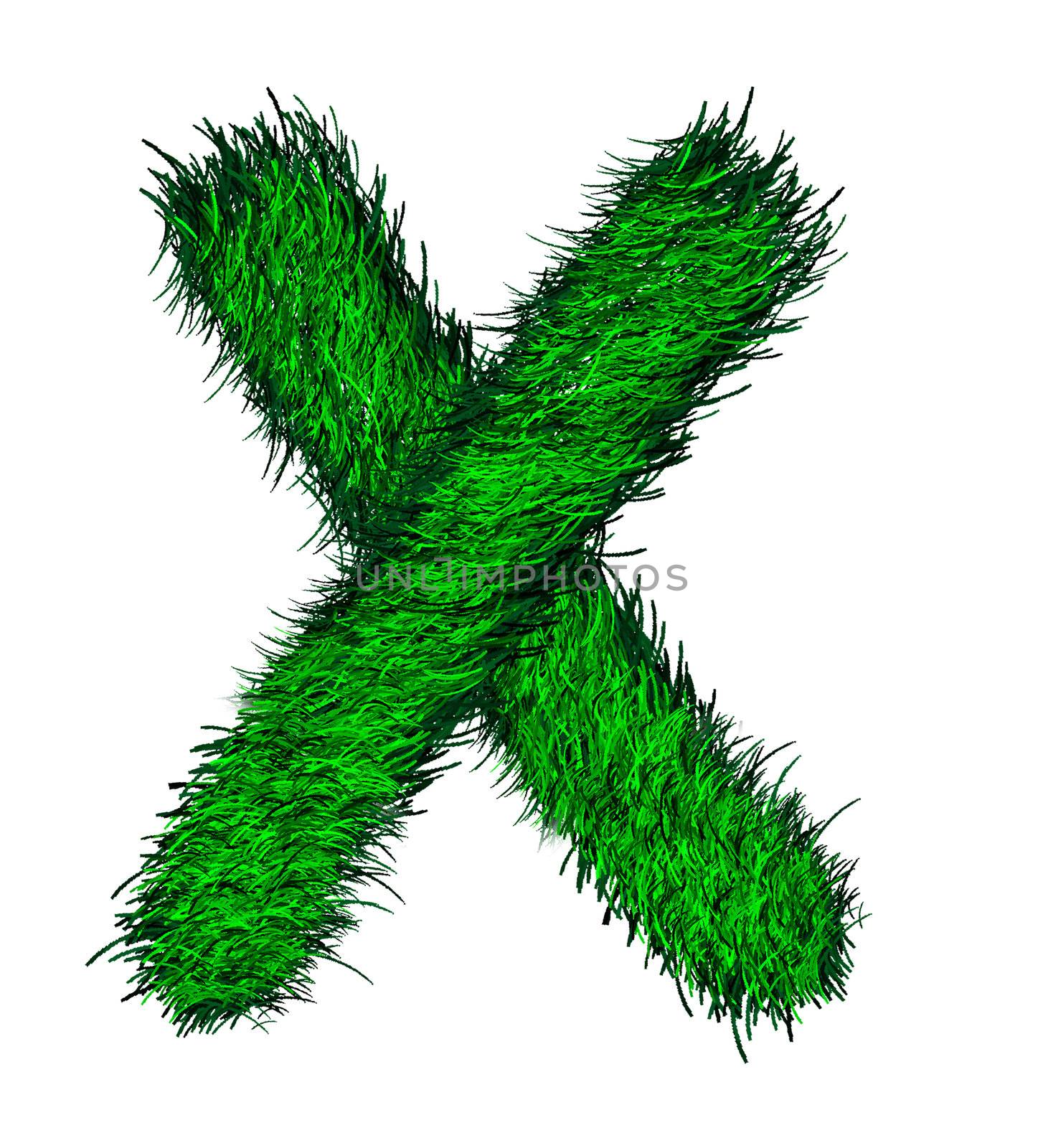 Computer graphic as one alphabet of green grass.