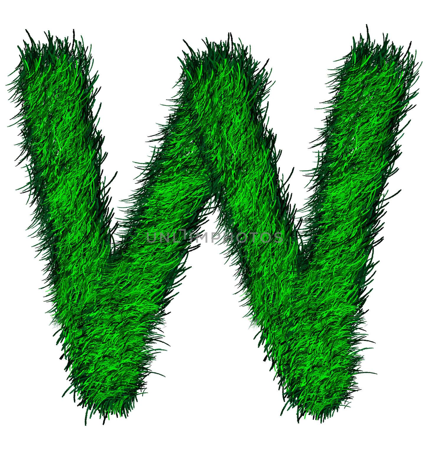 Computer graphic as one alphabet of green grass.