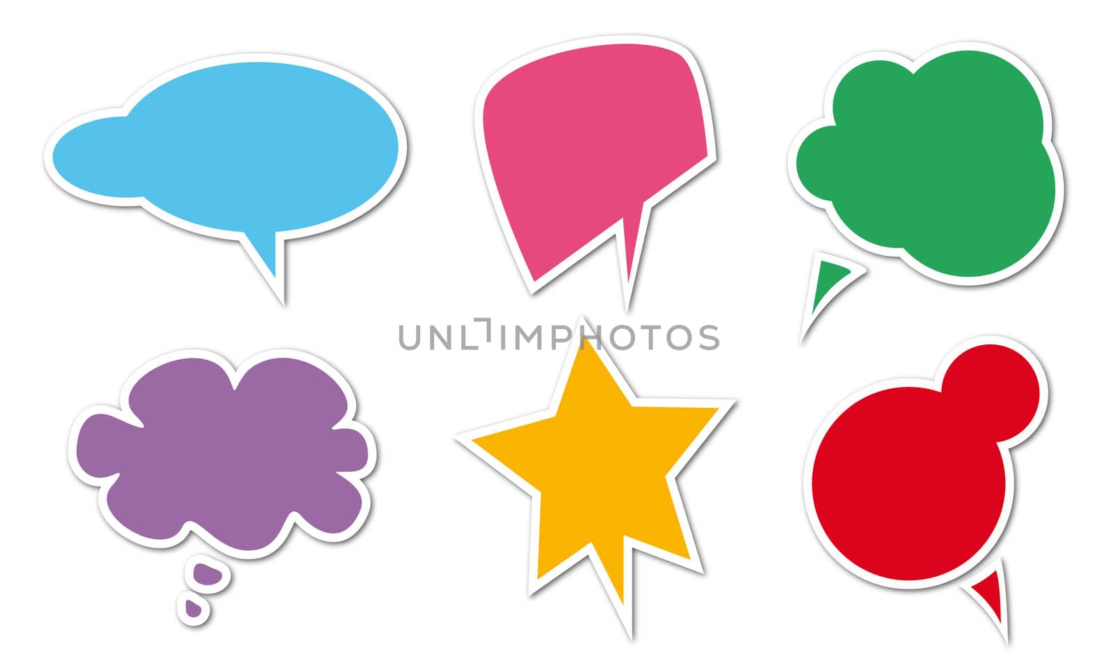 Colored comic balloons isolated on a white background