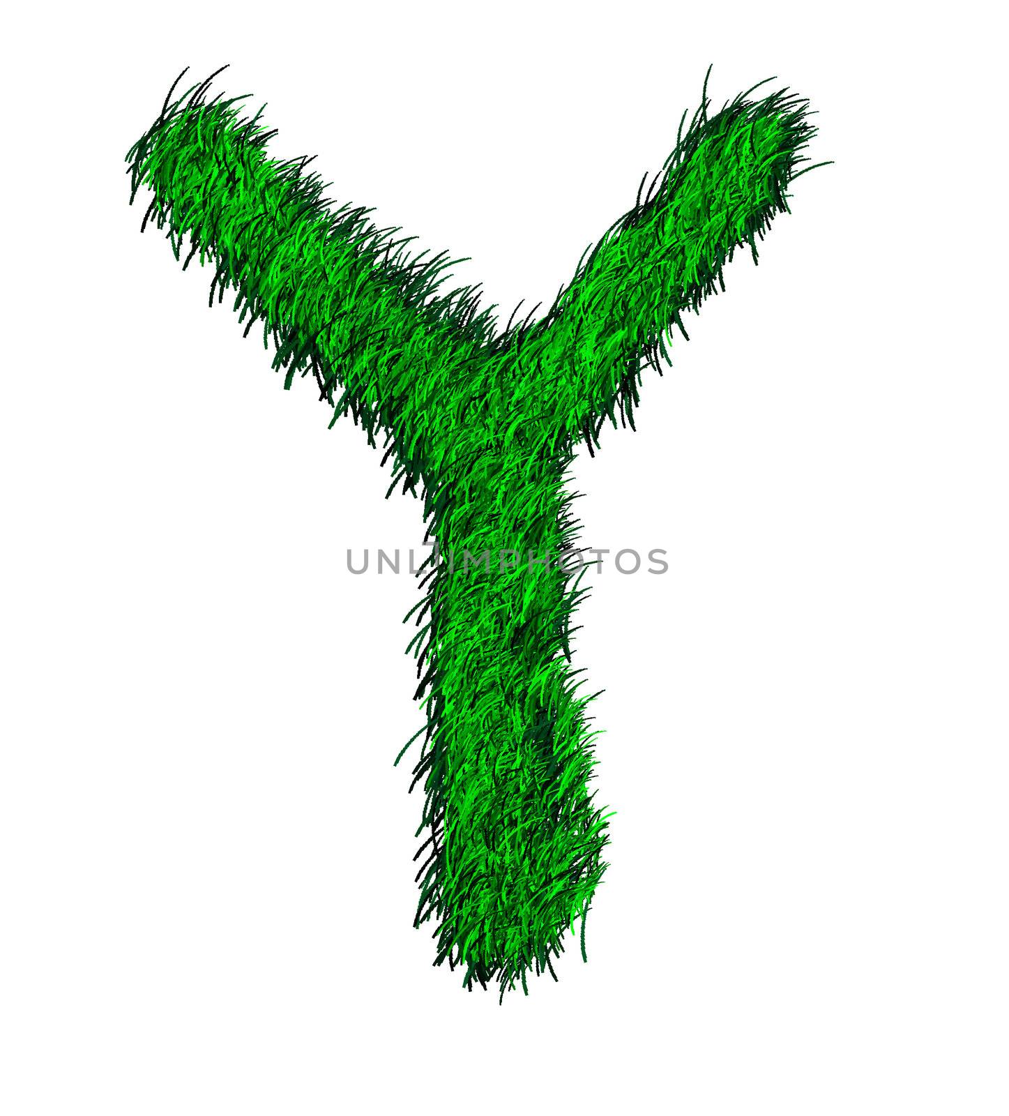 Computer graphic as one alphabet of green grass.