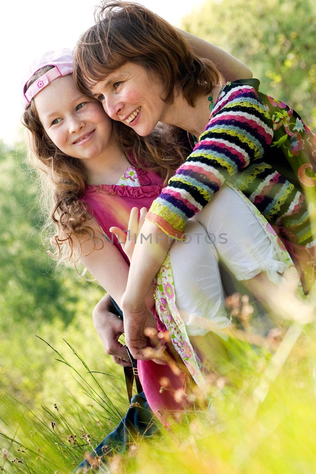 Mother and daughter have a happy time together