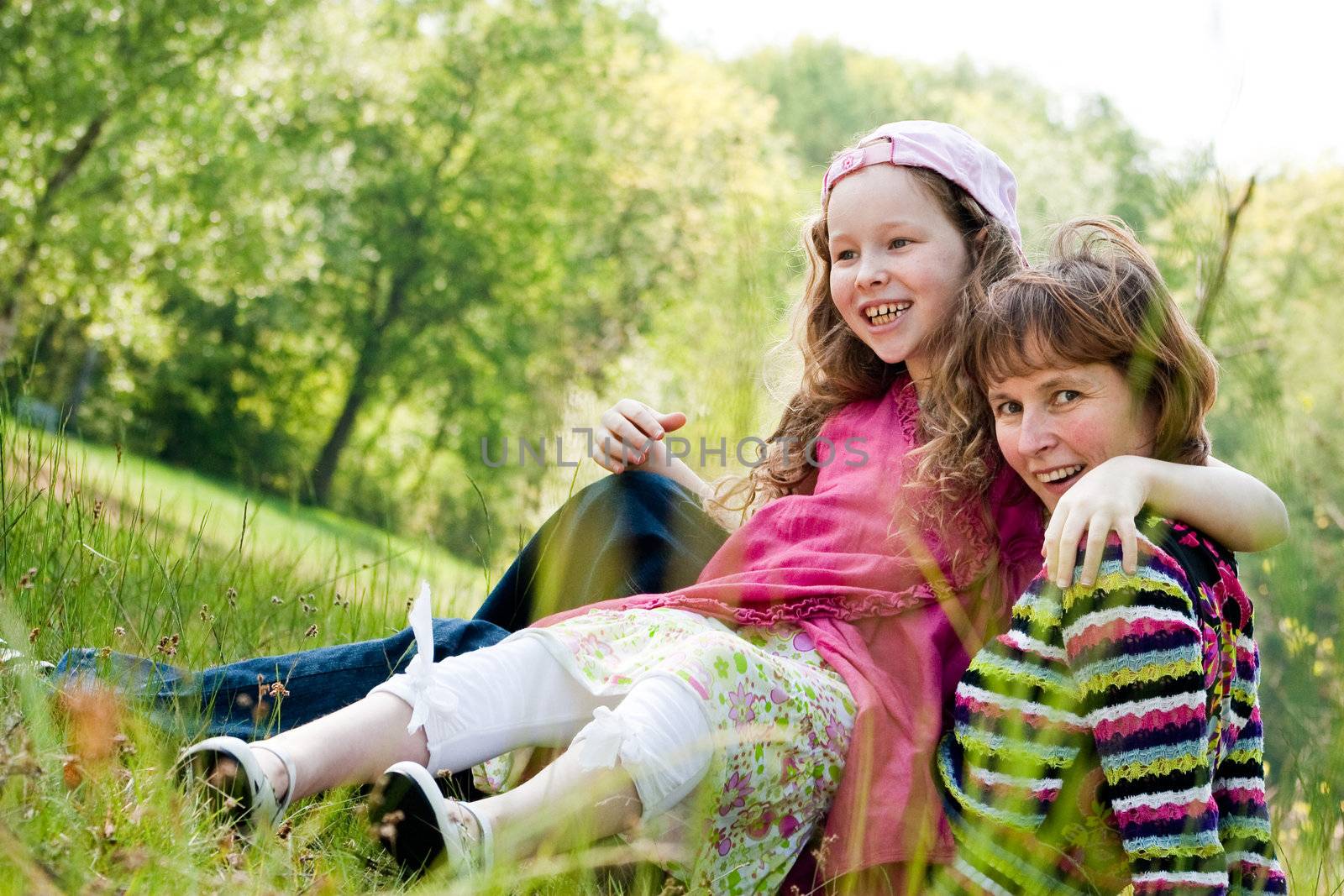 Mother and daughter have a happy time together