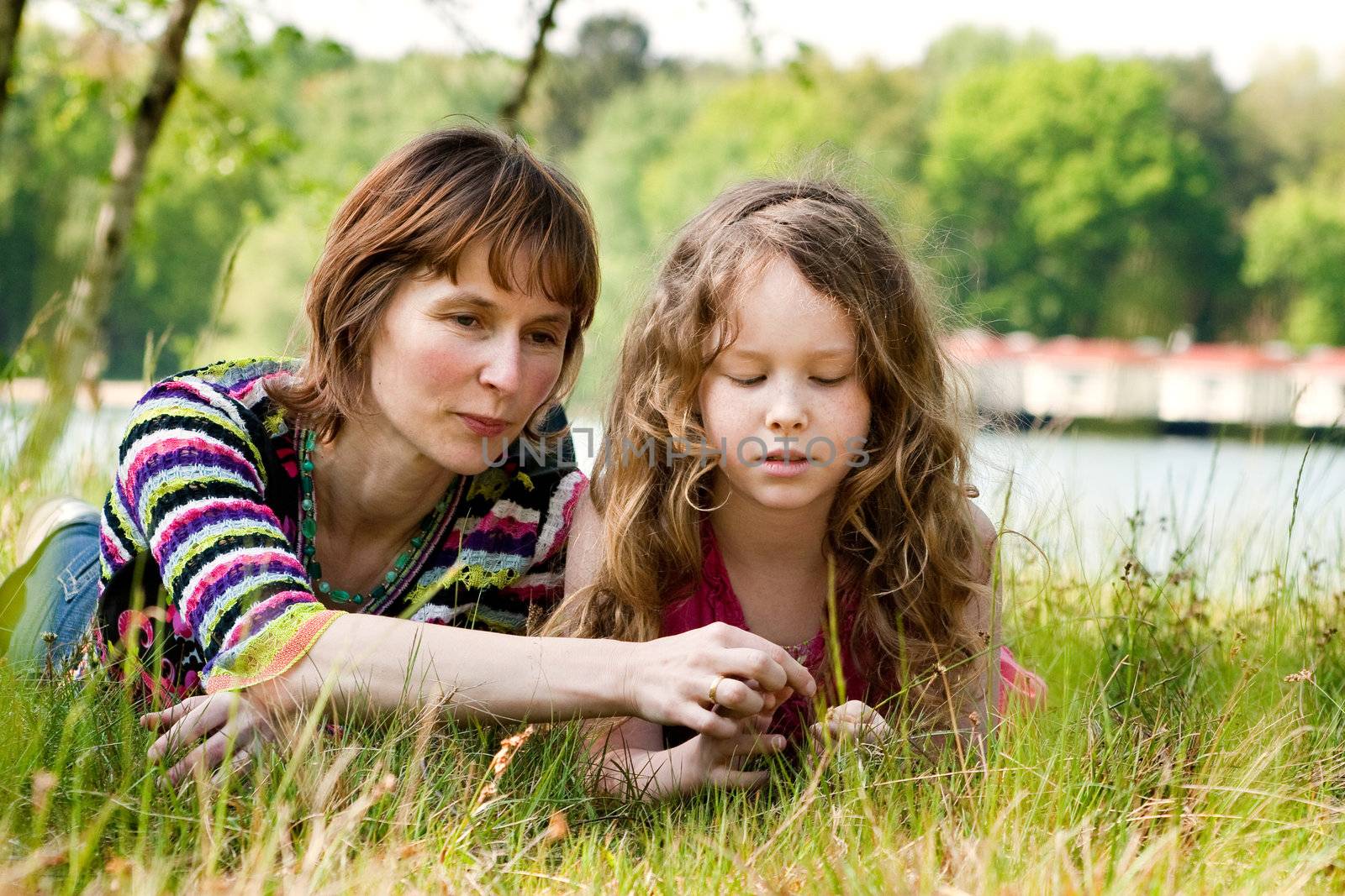 Mother and daughter have a happy time together