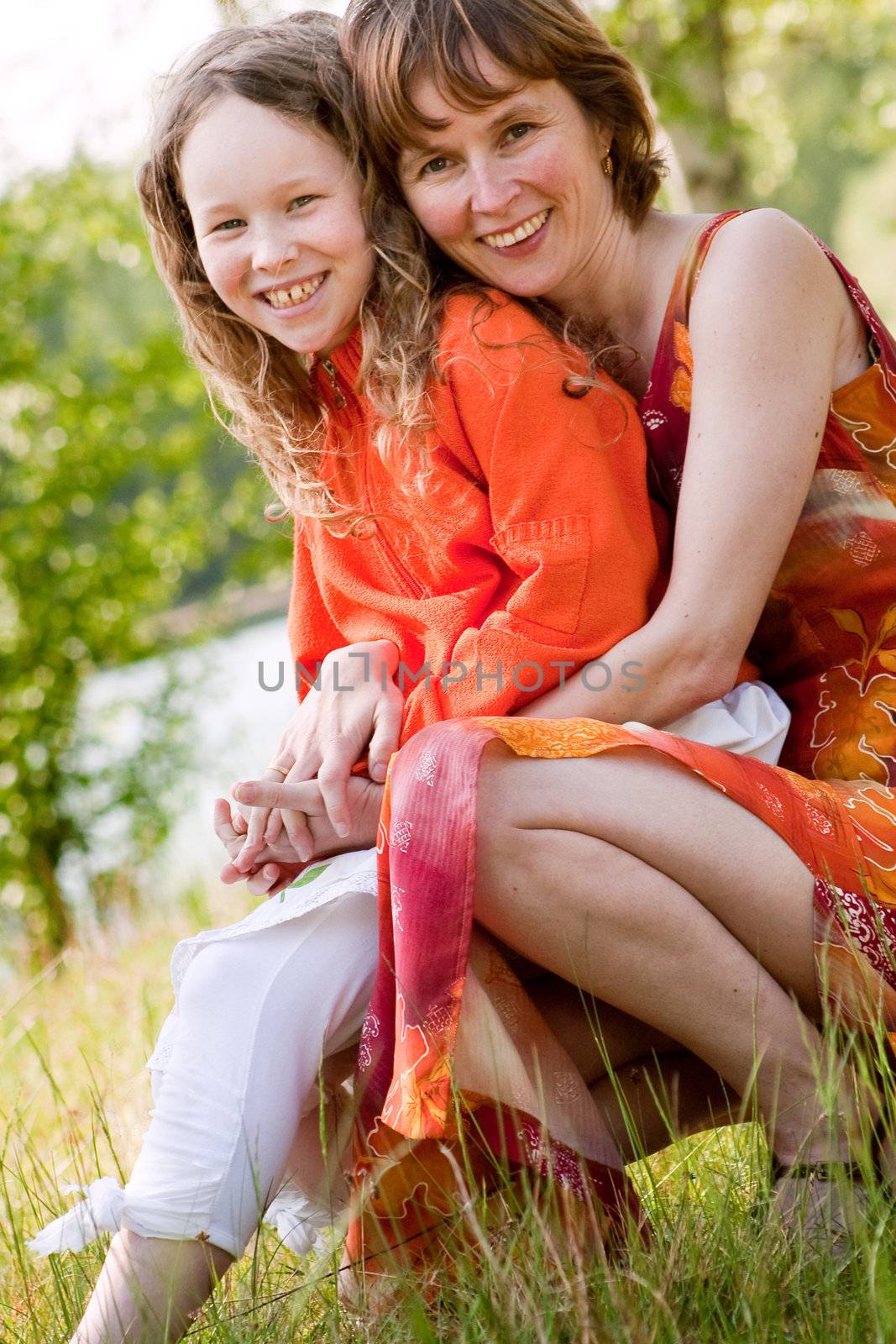 Mother and daughter have a happy time together