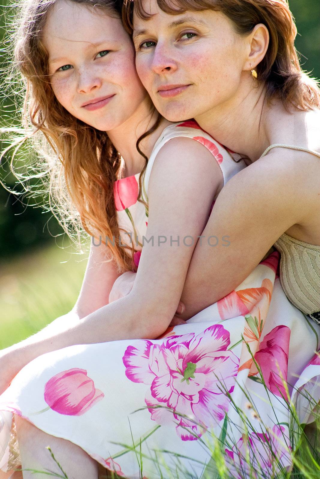 Mother and daughter have a happy time together