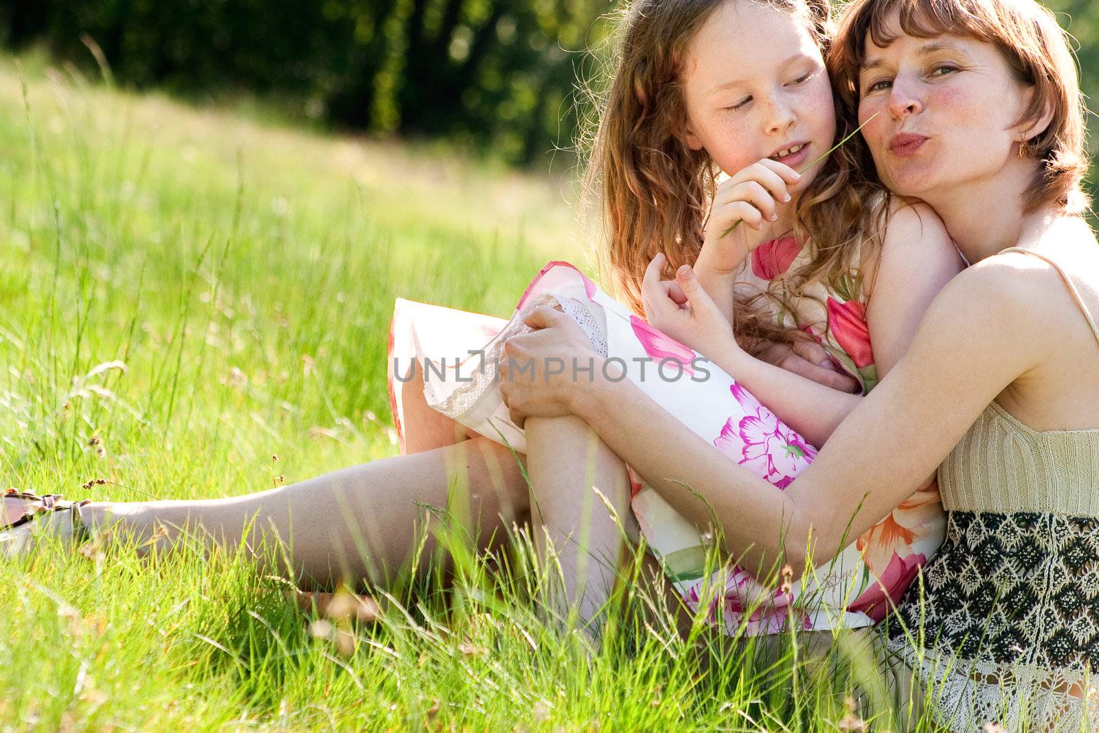 Mother and daughter have a happy time together