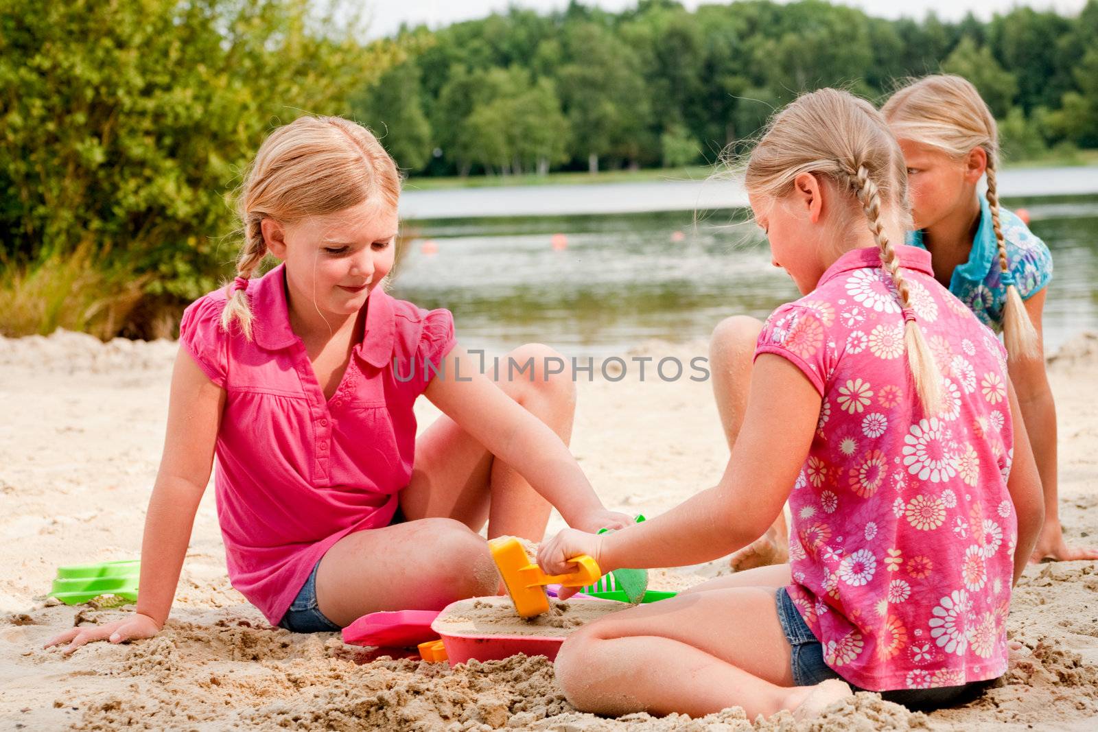 Happy children having fun in the park