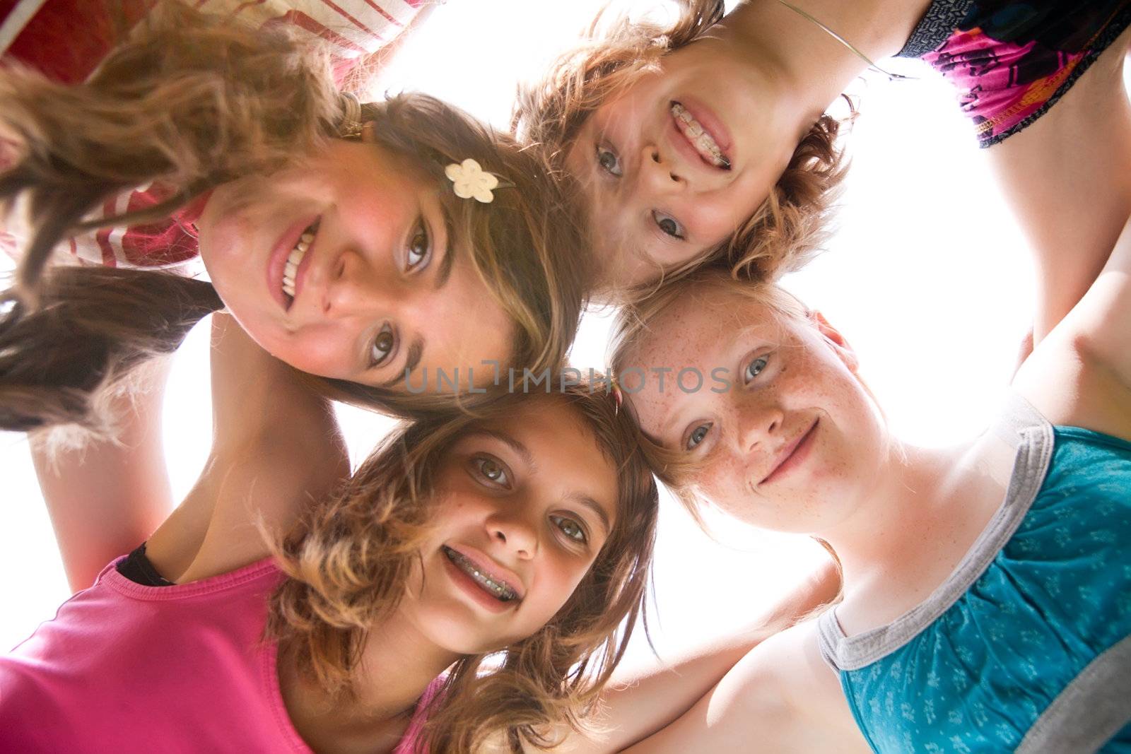 Group of young girls are having fun