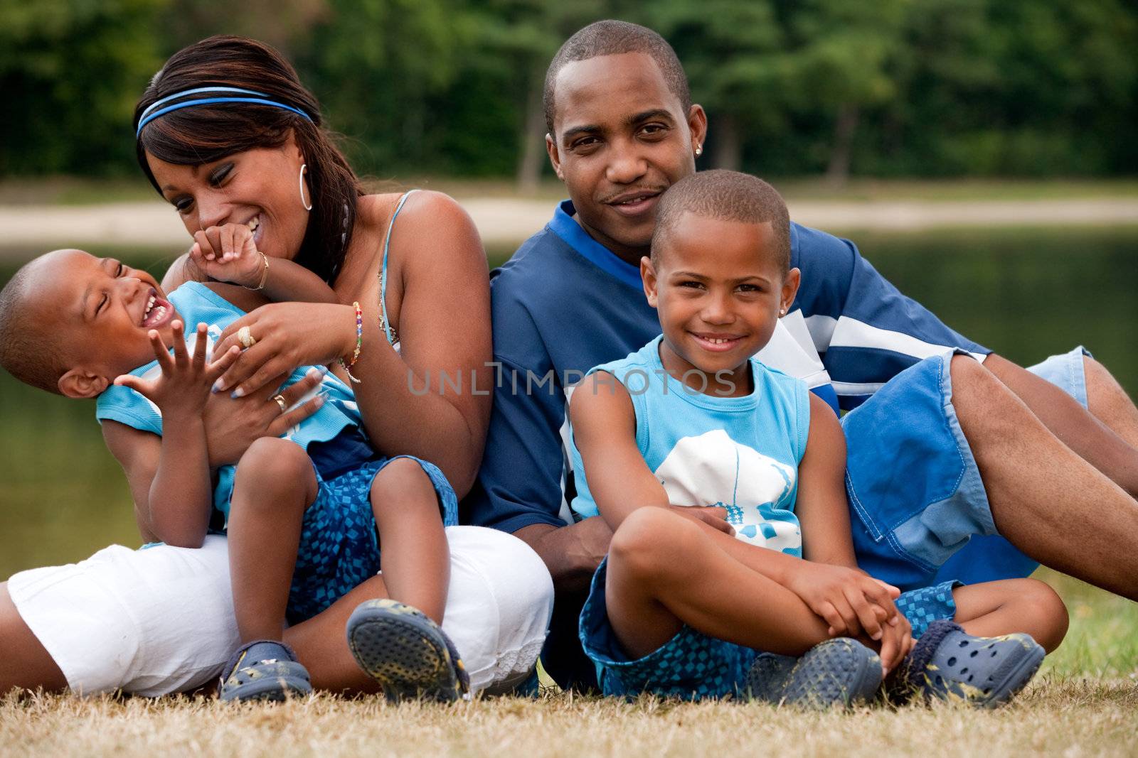 Happy black family enjoying their free day 