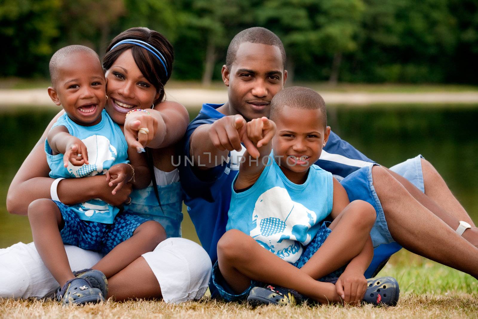 Happy black family enjoying their free day 