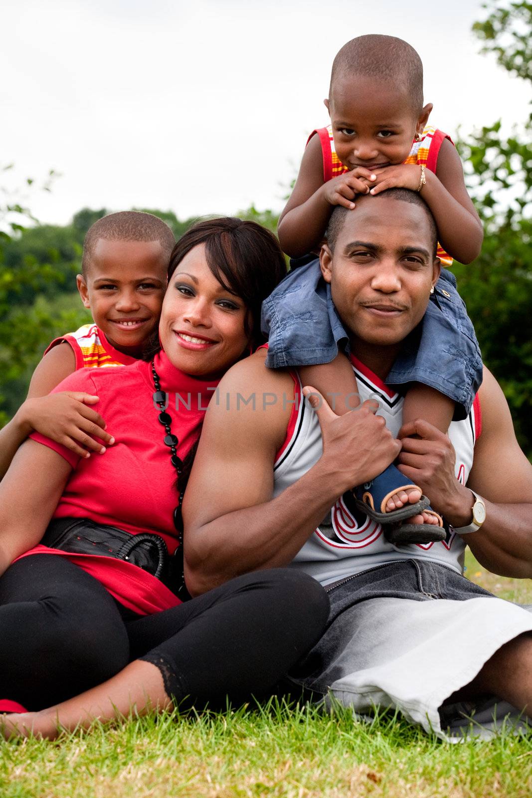 Happy black family enjoying their free day 