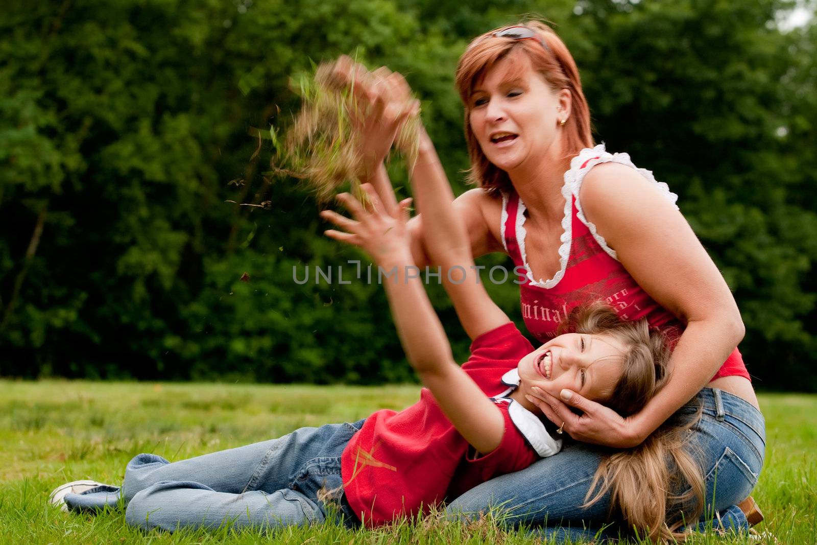 Mother and Daughter are happy in the park