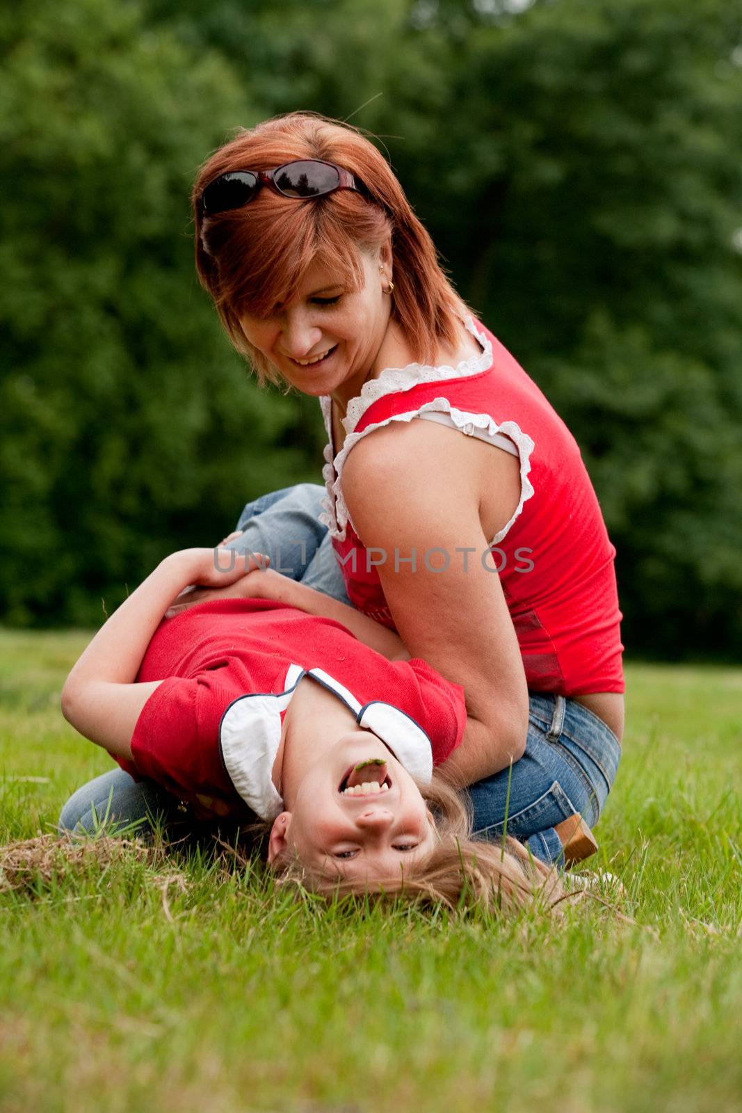 Mother and Daughter are happy in the park