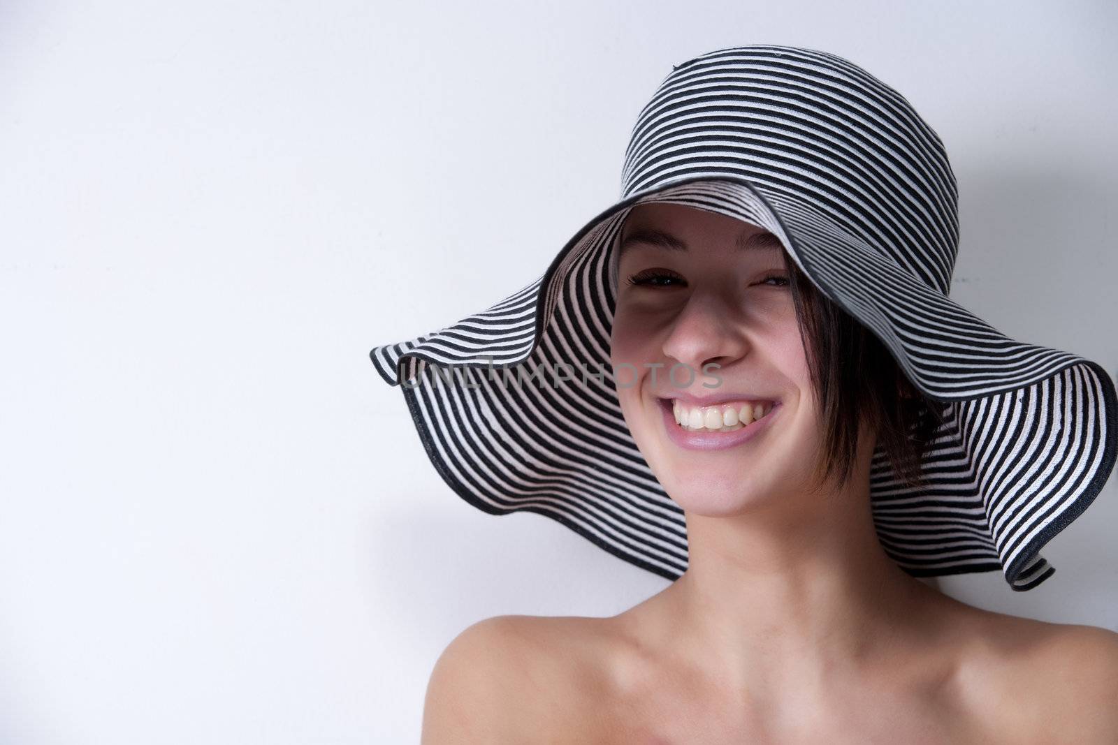 Portrait of you multi etnic girl with summer hat by DNFStyle