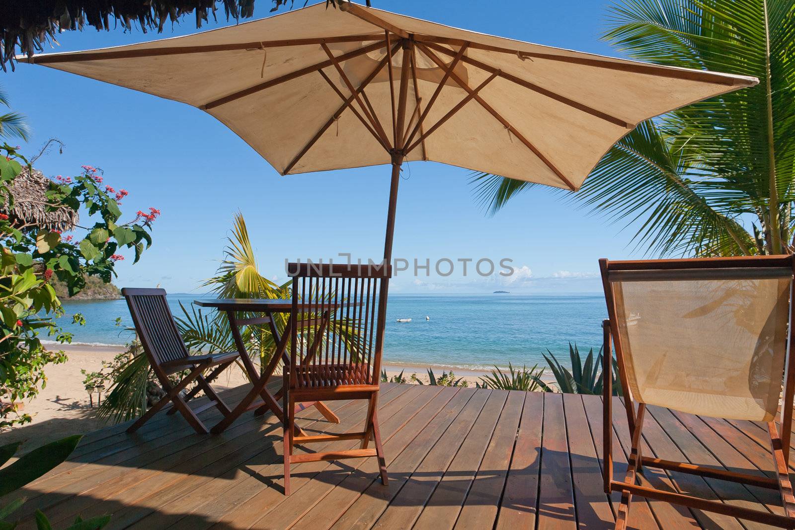 Tropical terrace overlooking the lagoon