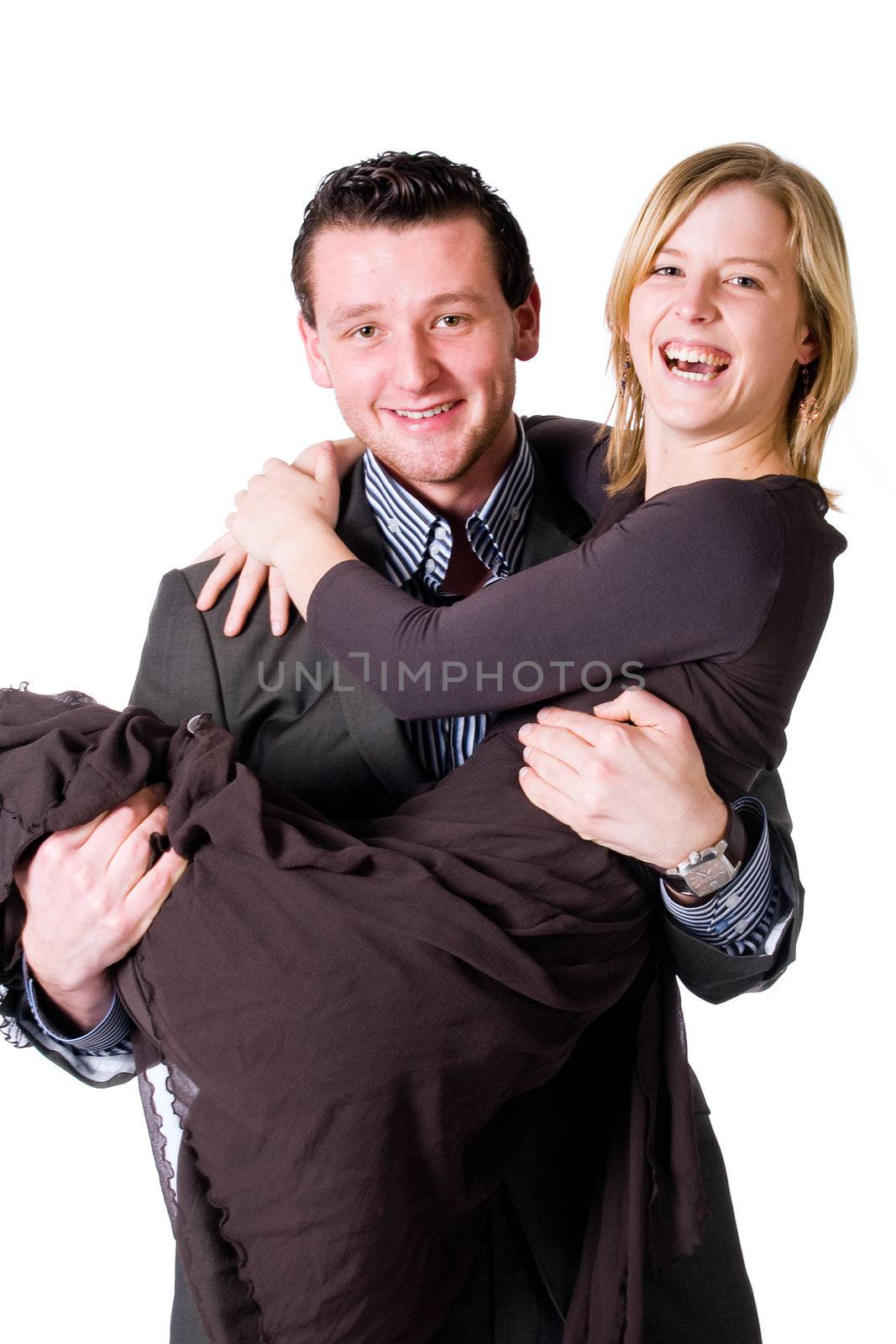 Young happy couple is having some fun together