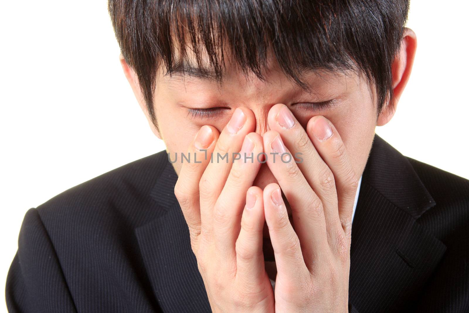 young man with tired, indifferent expression  by cozyta