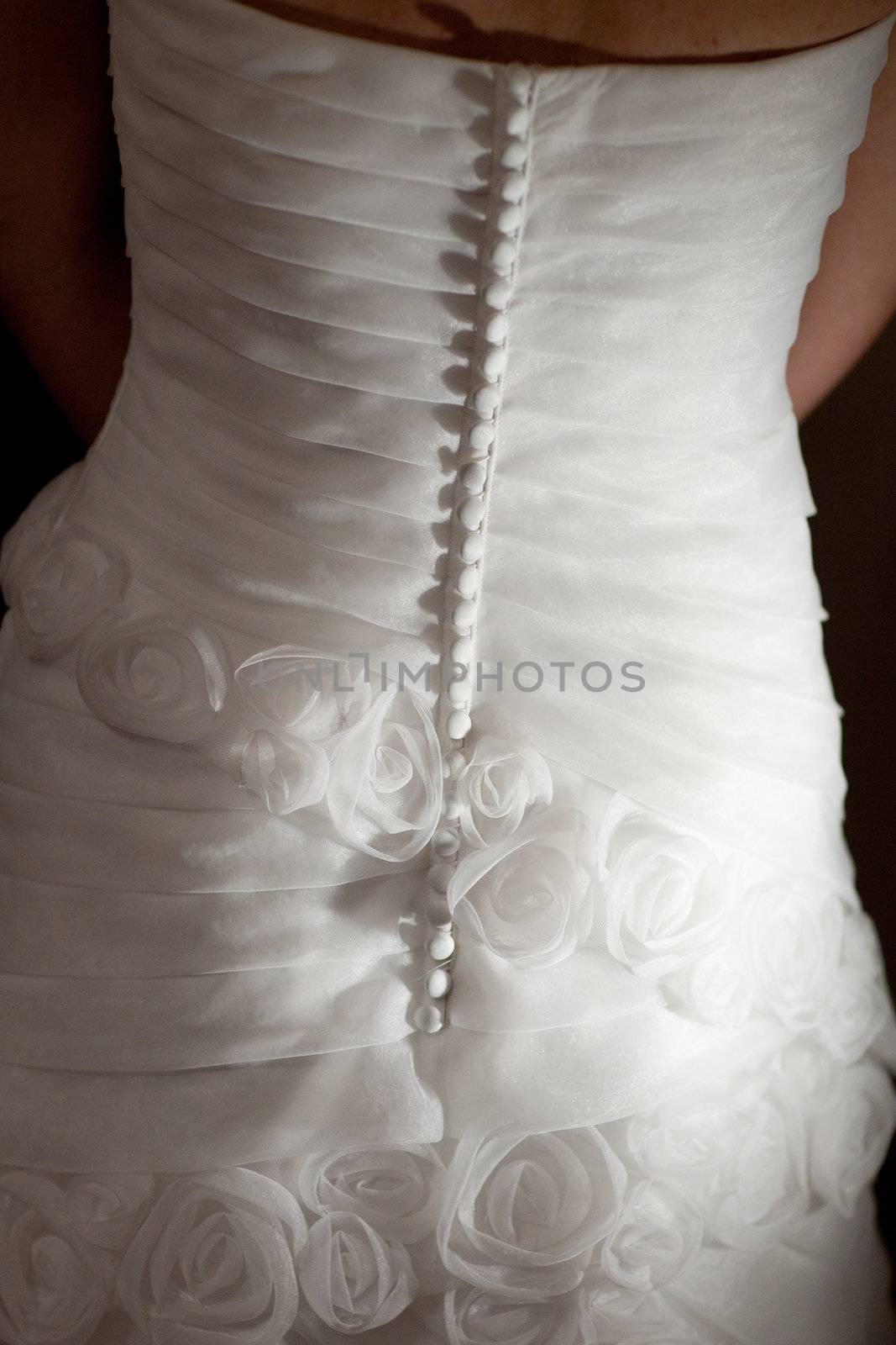 back of the white wedding dress