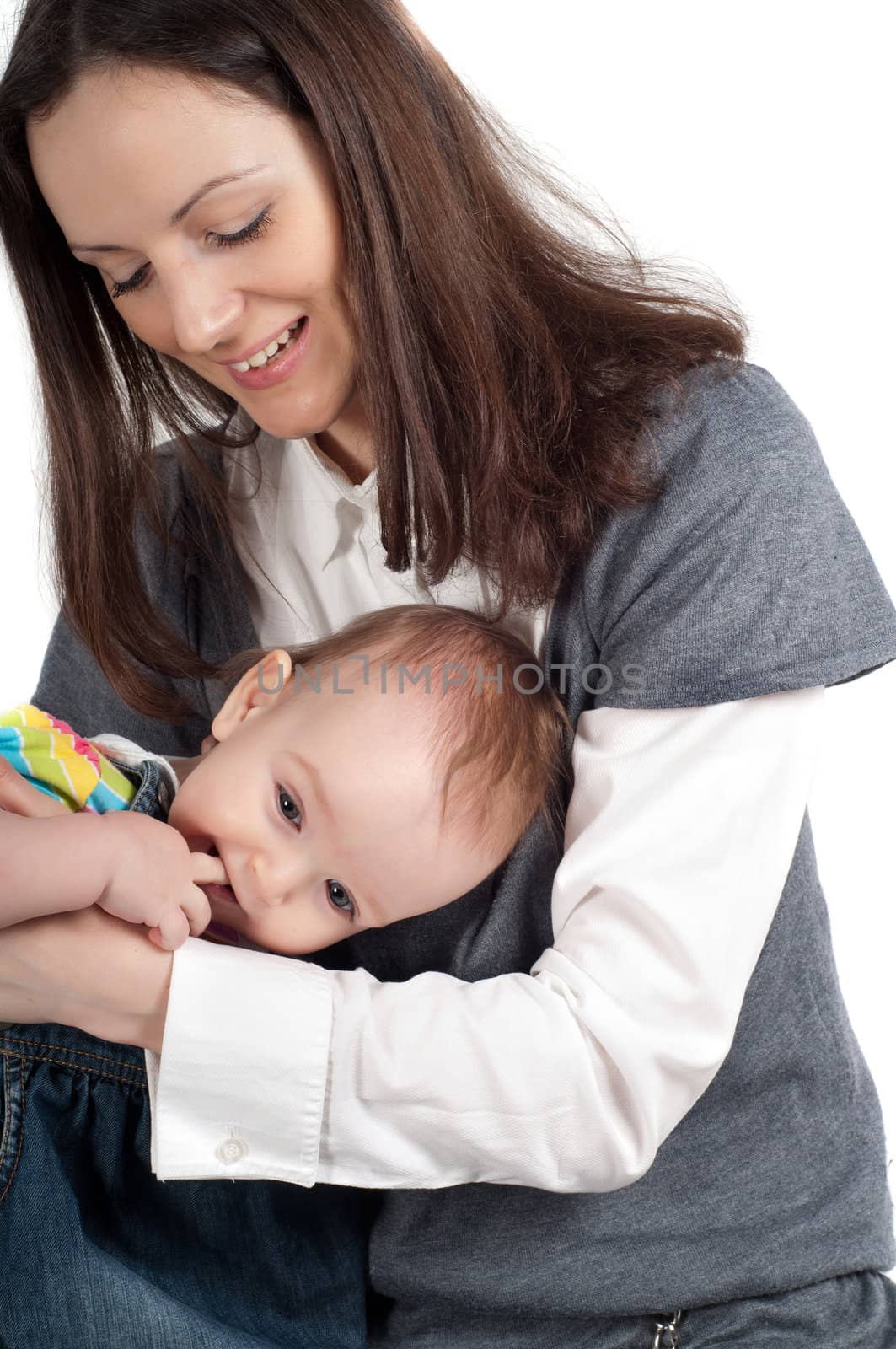 Shot of mother and daughter isolated on white