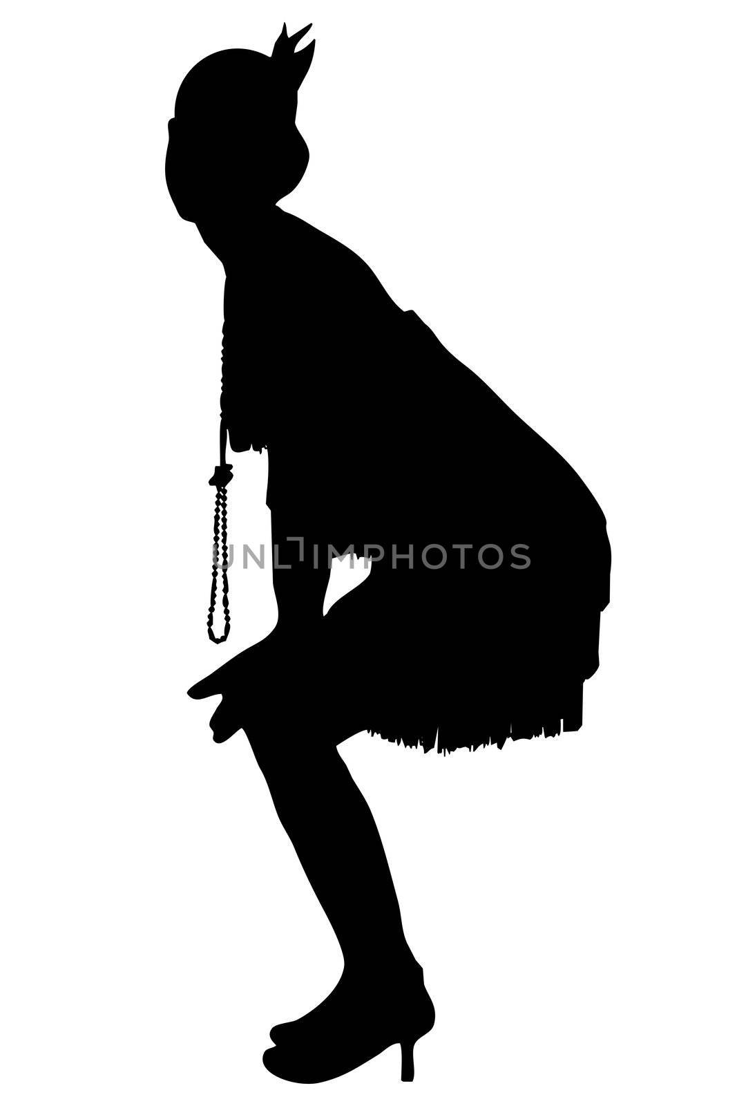 White background with 1920 vintage female silhouette