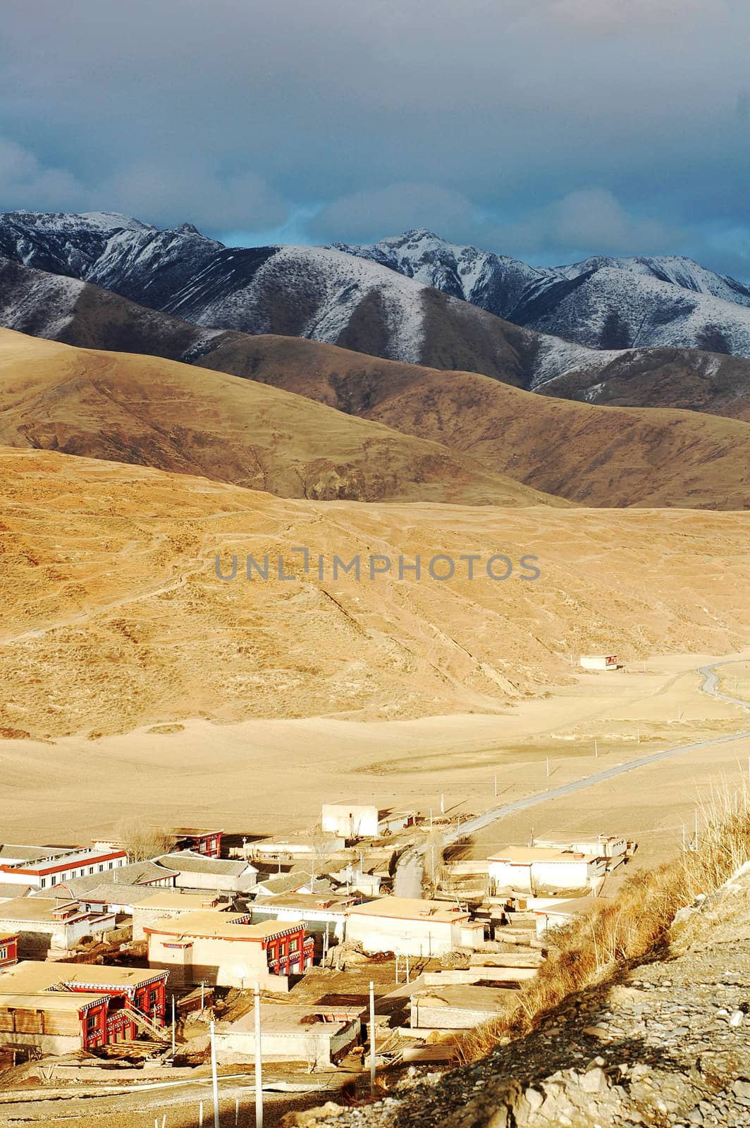 Landscape of a village in the highlands of west Sichuan,China