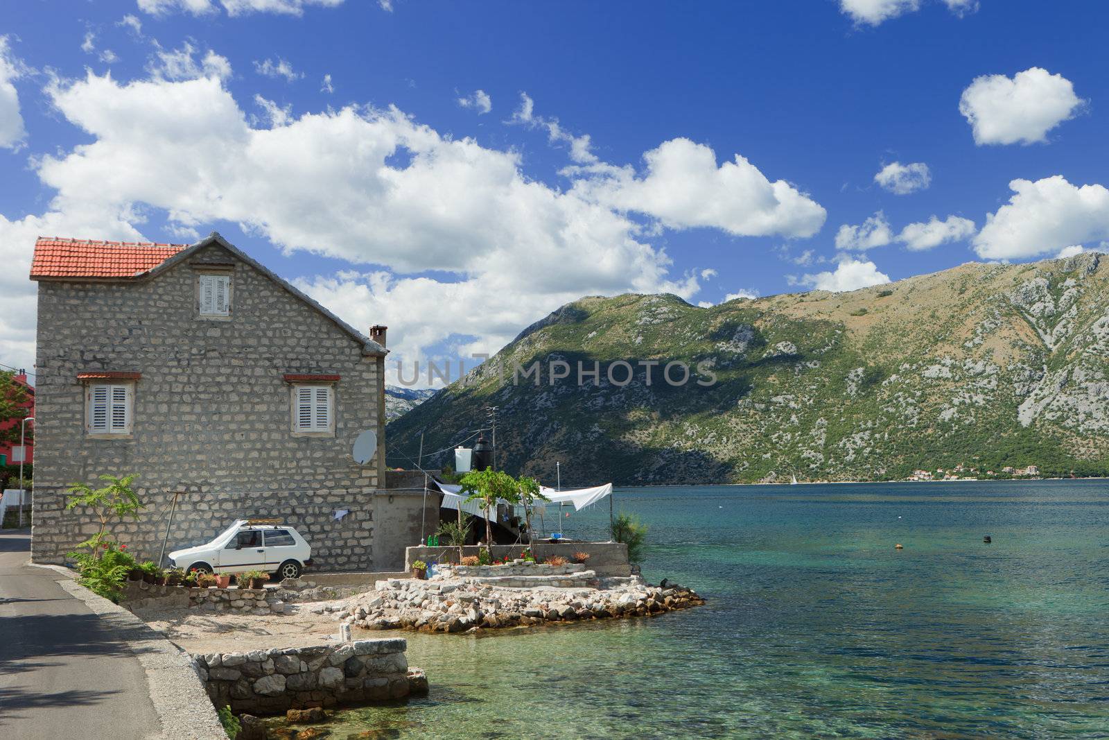 Stone house on Kotor bay Montenegro