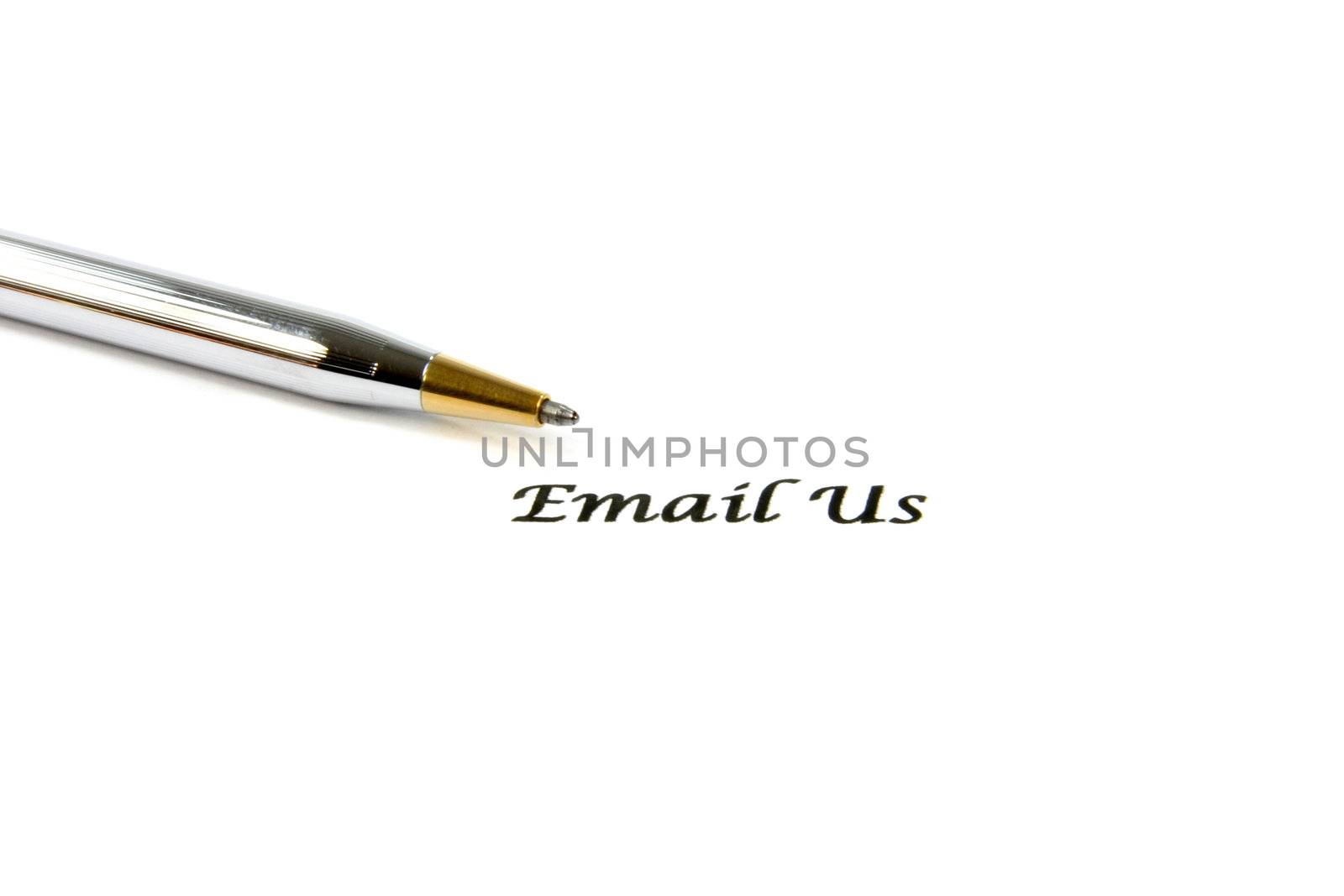 Contact Email Us Sign, with a pen