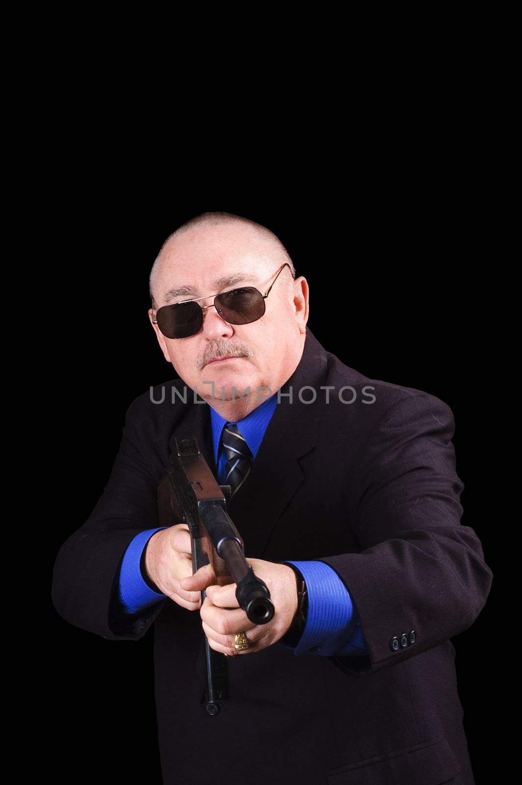 Gangster or Government agent, FBI agent, over a black background