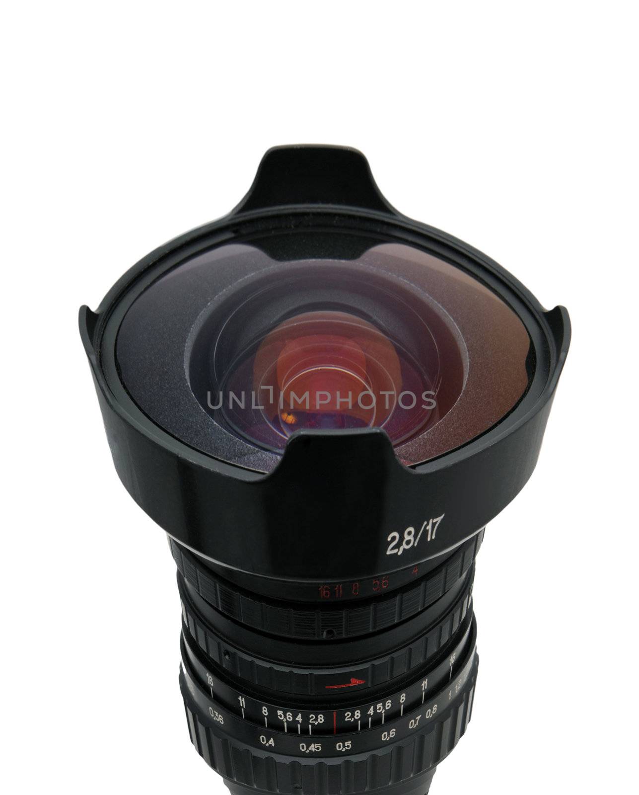Fisheye, nice, manual, black lens isolated white background