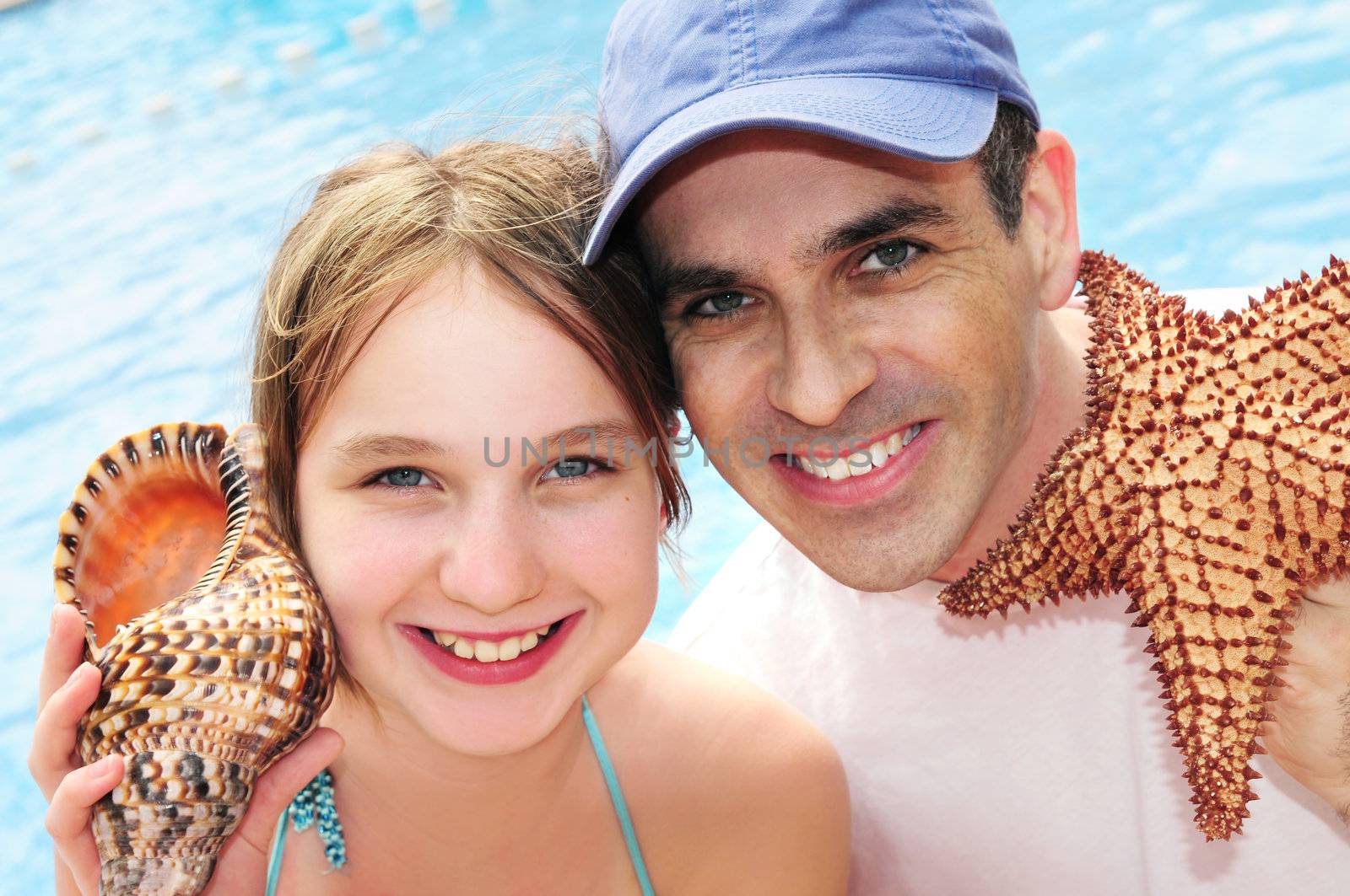 Portrait of a family enjoying tropical vacation