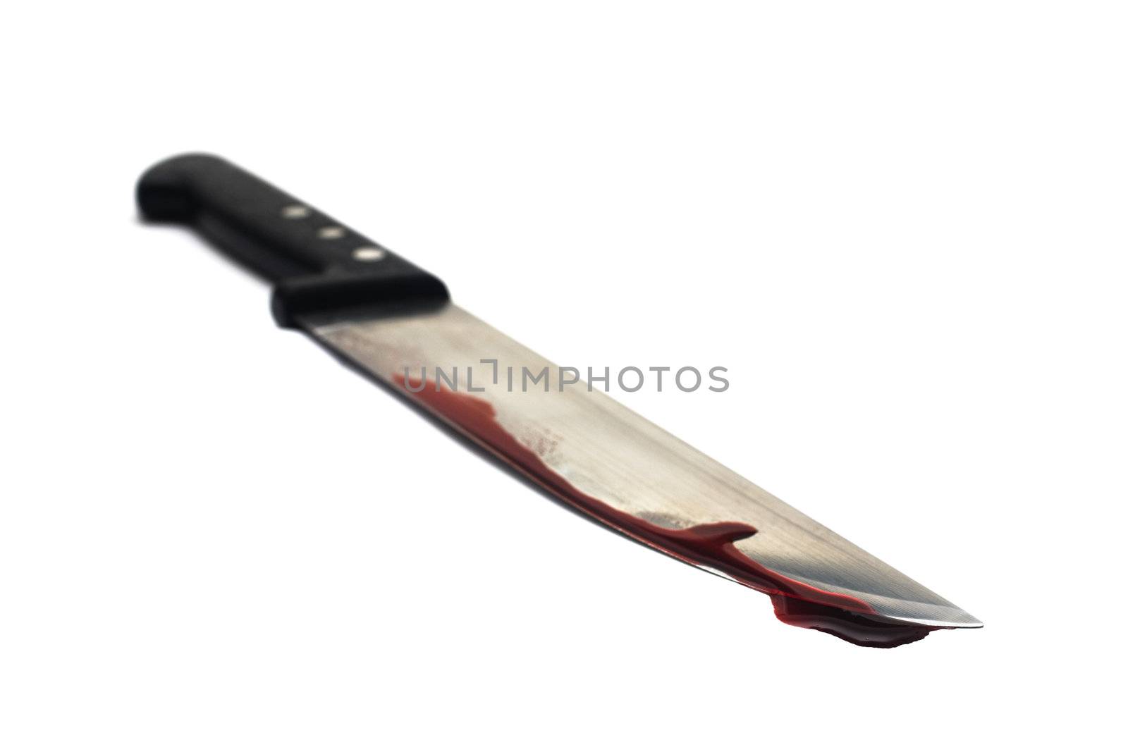 A bloody knife, isolated on white. This image has innumerous uses like accidents, domestic violence, suicide, murder, etc...