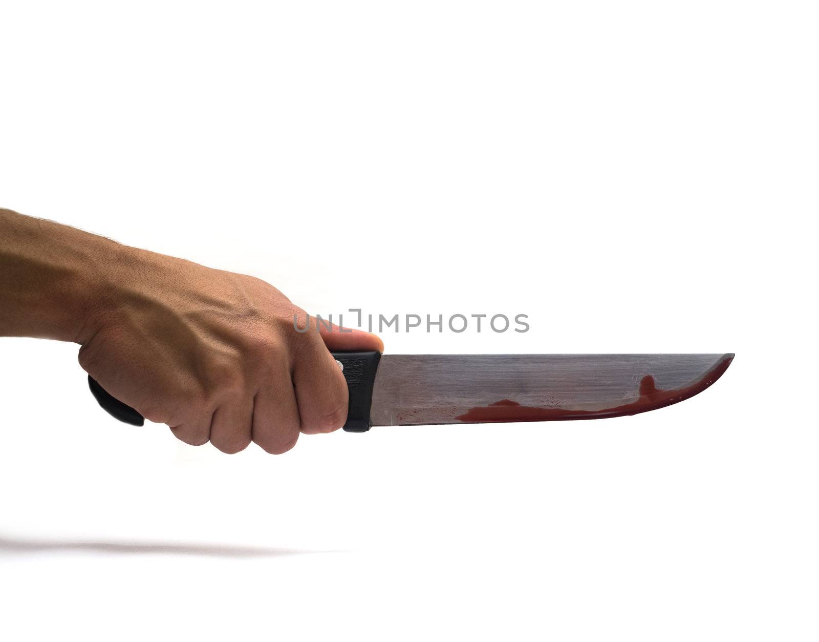 A bloody knife, isolated on white. This image has innumerous uses like accidents, domestic violence, suicide, murder, etc...