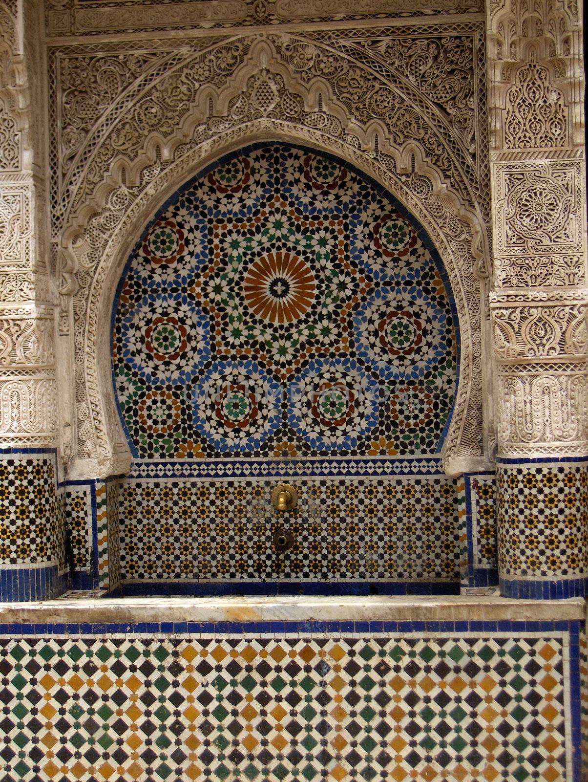 A public fountain for washing in a Moroccan market.