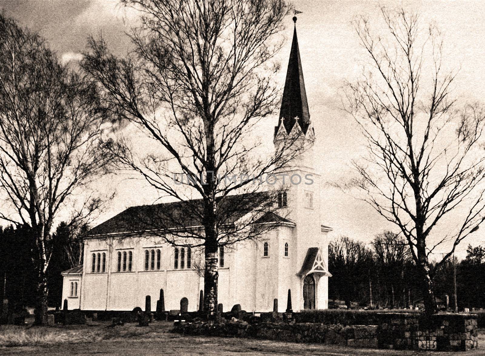 Church in the coutryside. Heavily processed in photoshop.