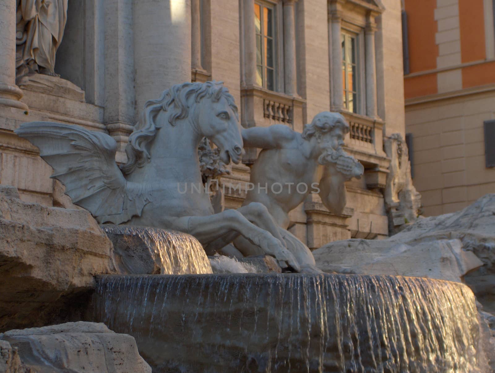 Image of the statues of the Trevi Fountain in Rome.