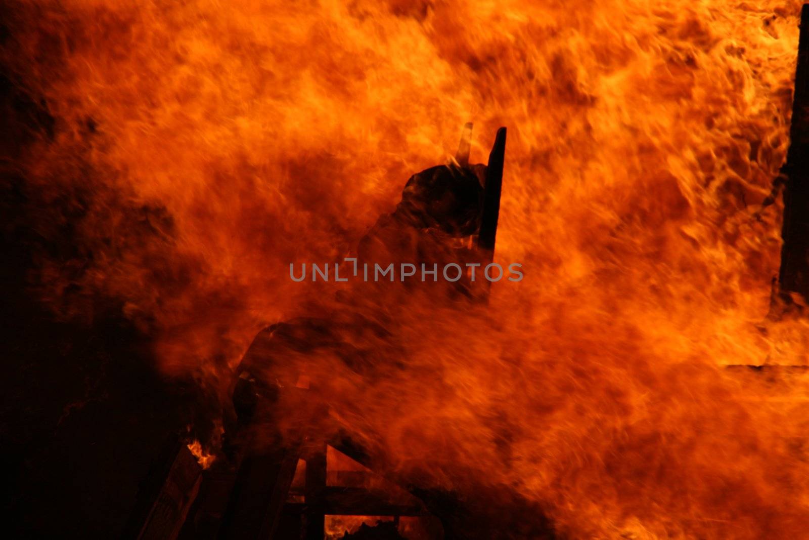 celebration of st joan, a burning man on flames