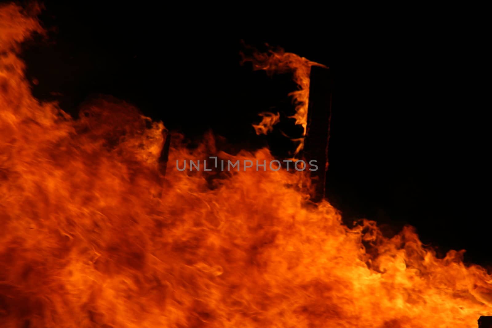 a house burning in flames, accidental fire