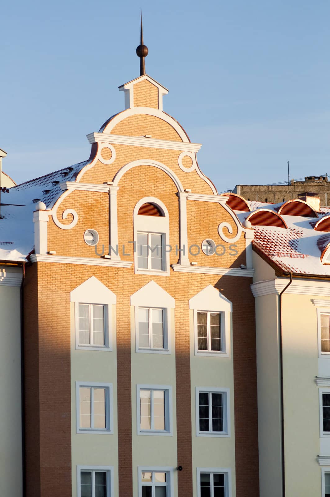 Ancient buildings in Kaliningrad. The ethnographic and trading-craft centre.