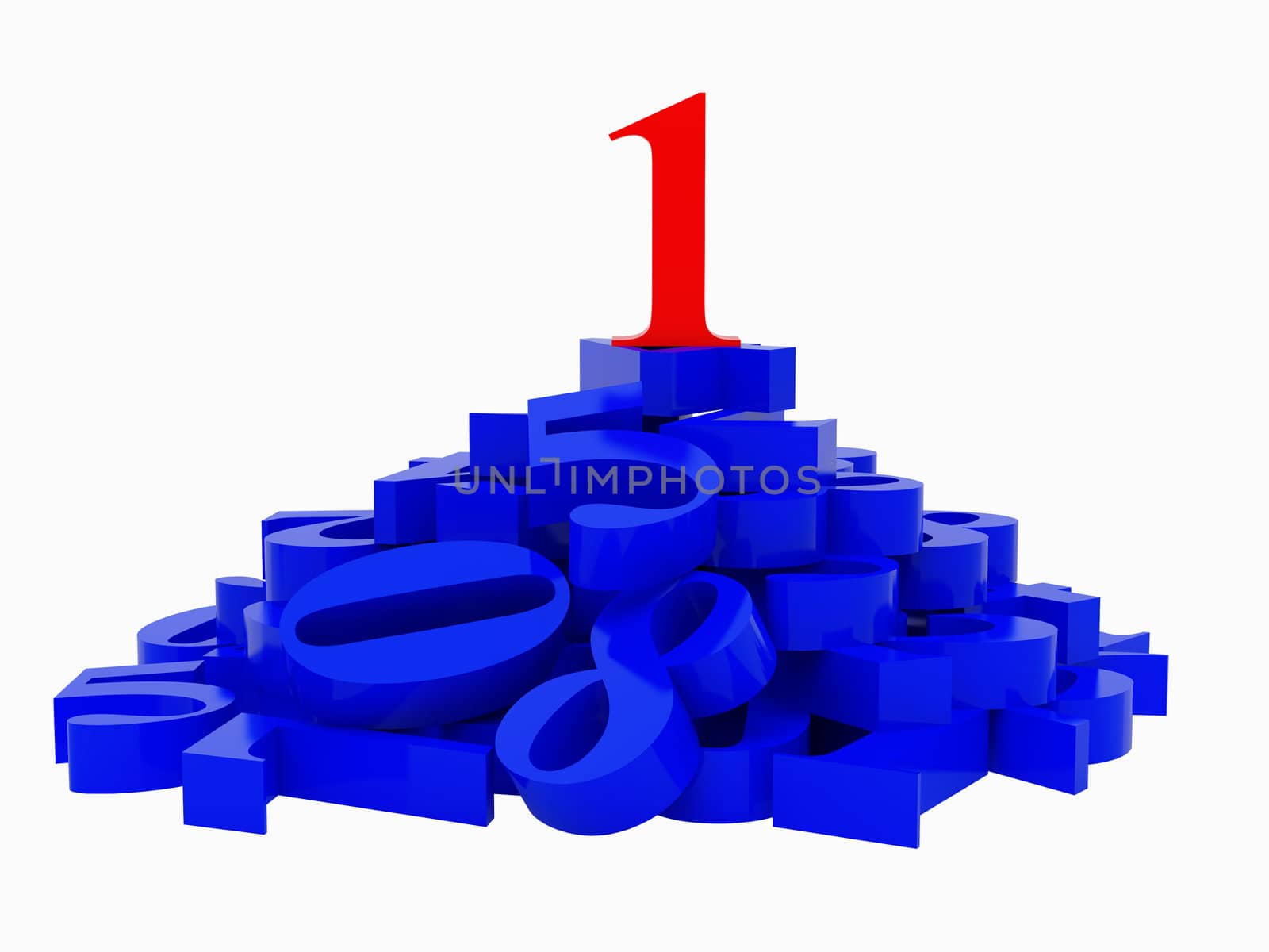 High resolution image. Number one isolated over white background.