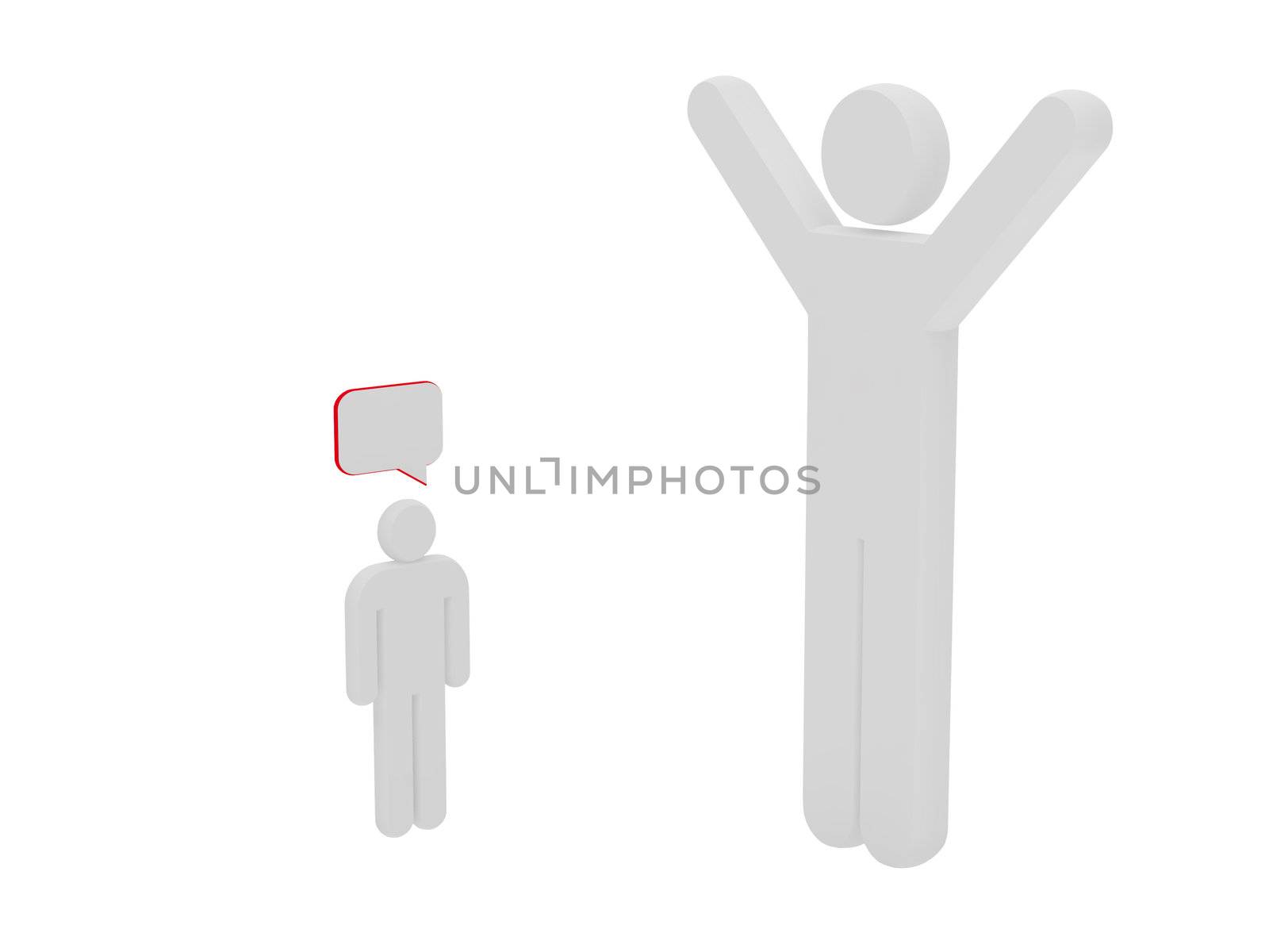 3D people with talk or thought - isolated over a white background