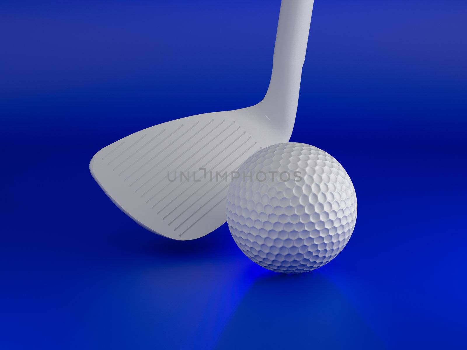 close-up of golf ball on tee with driver ready to tee off