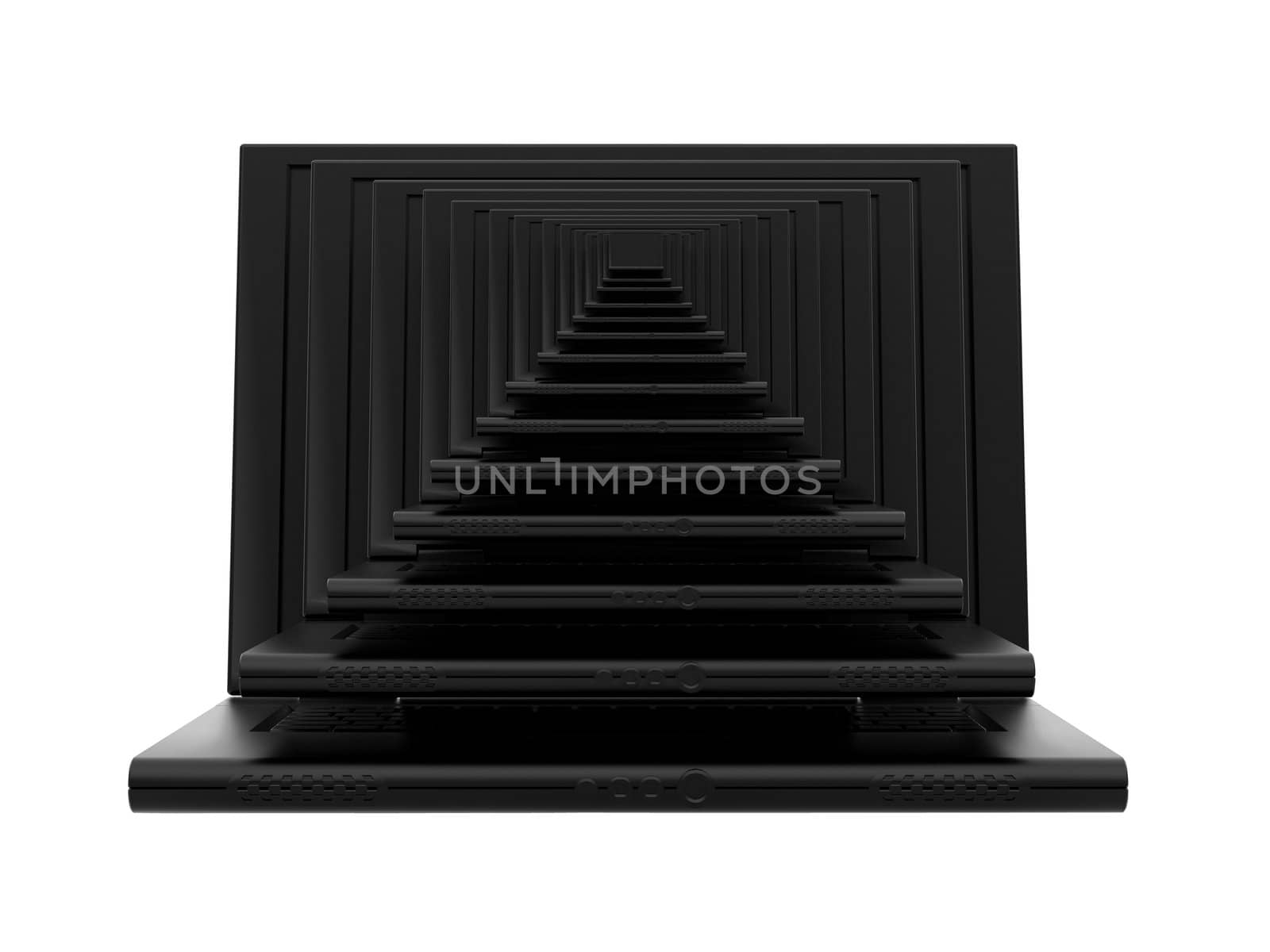 High resolution. 3d abstraction laptop isolated on white background.
