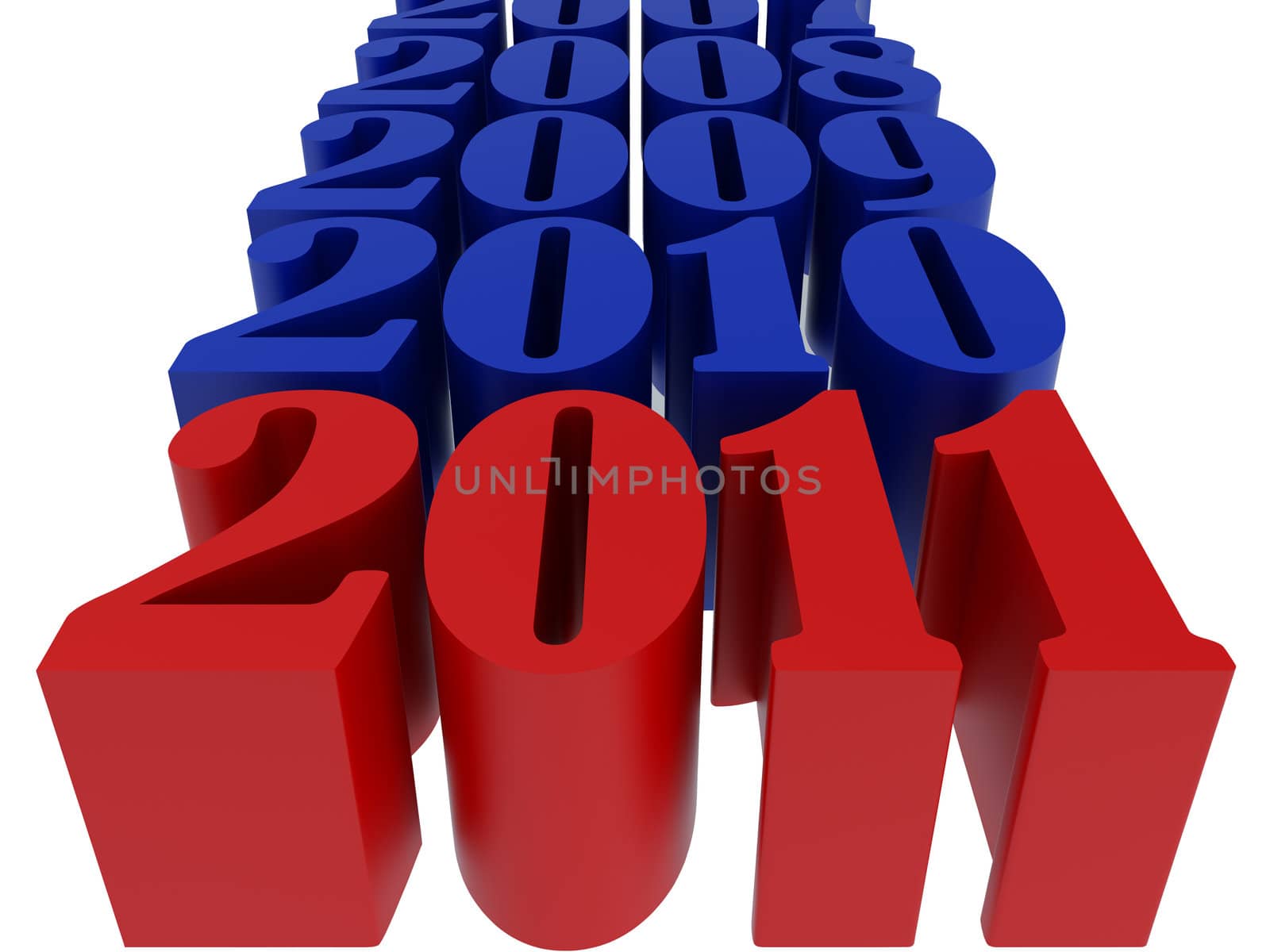New 2011 year card. High resolution image.  3d rendered illustration.