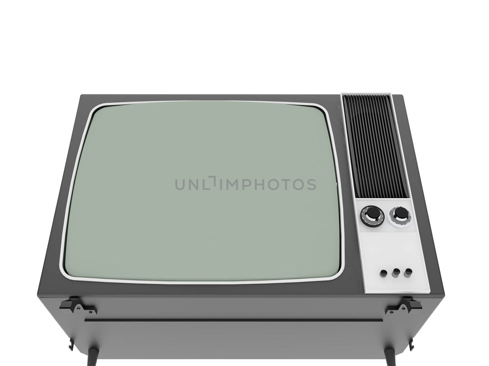 Old vintage TV over a white background. 3d rendered illustration.
