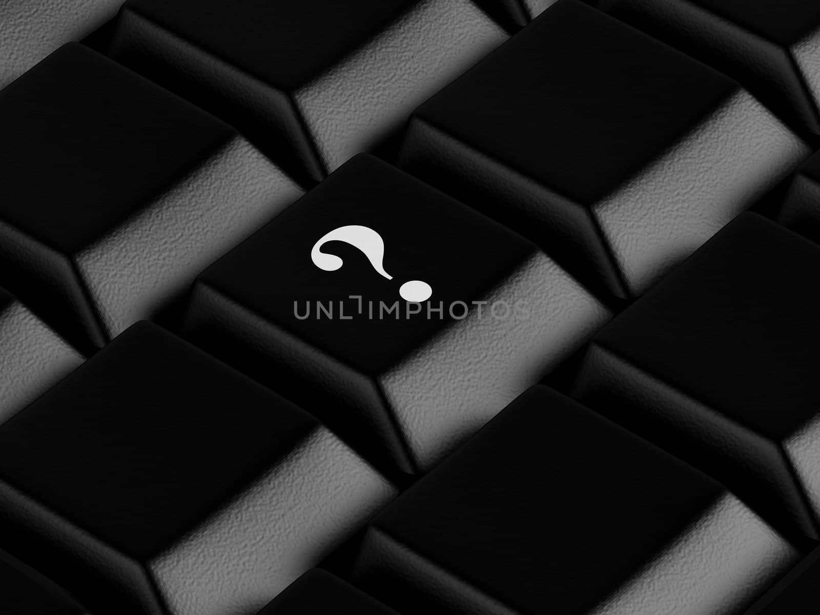 High resolution image.  3d rendered illustration.  Black keyboard with  question symbol.