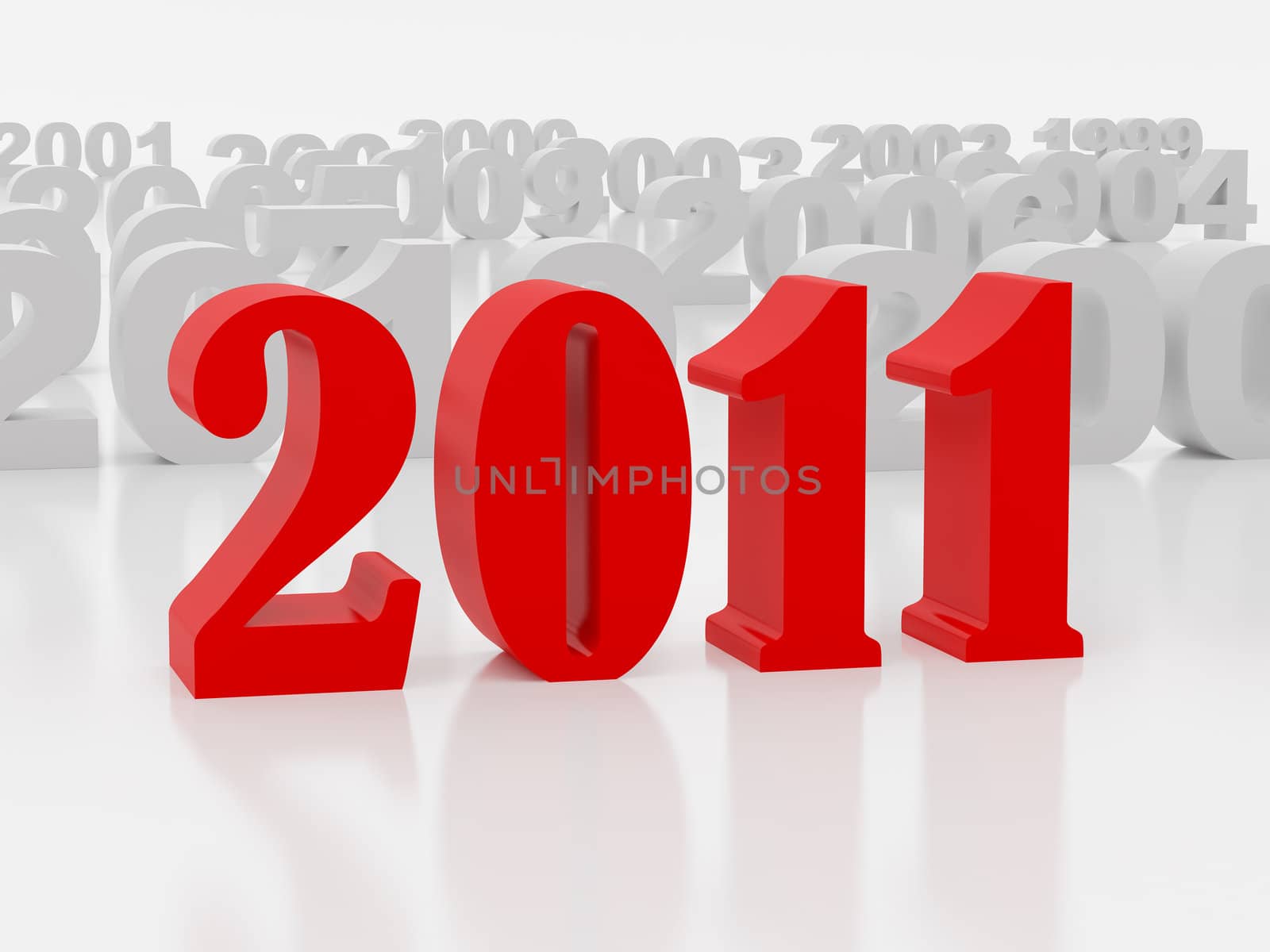 New 2011 year card. High resolution image.  3d rendered illustration.
