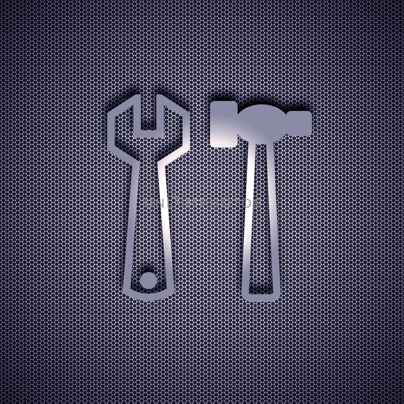 Tools icon grey, isolated on metal background. High resolution image.  3d rendered illustration.